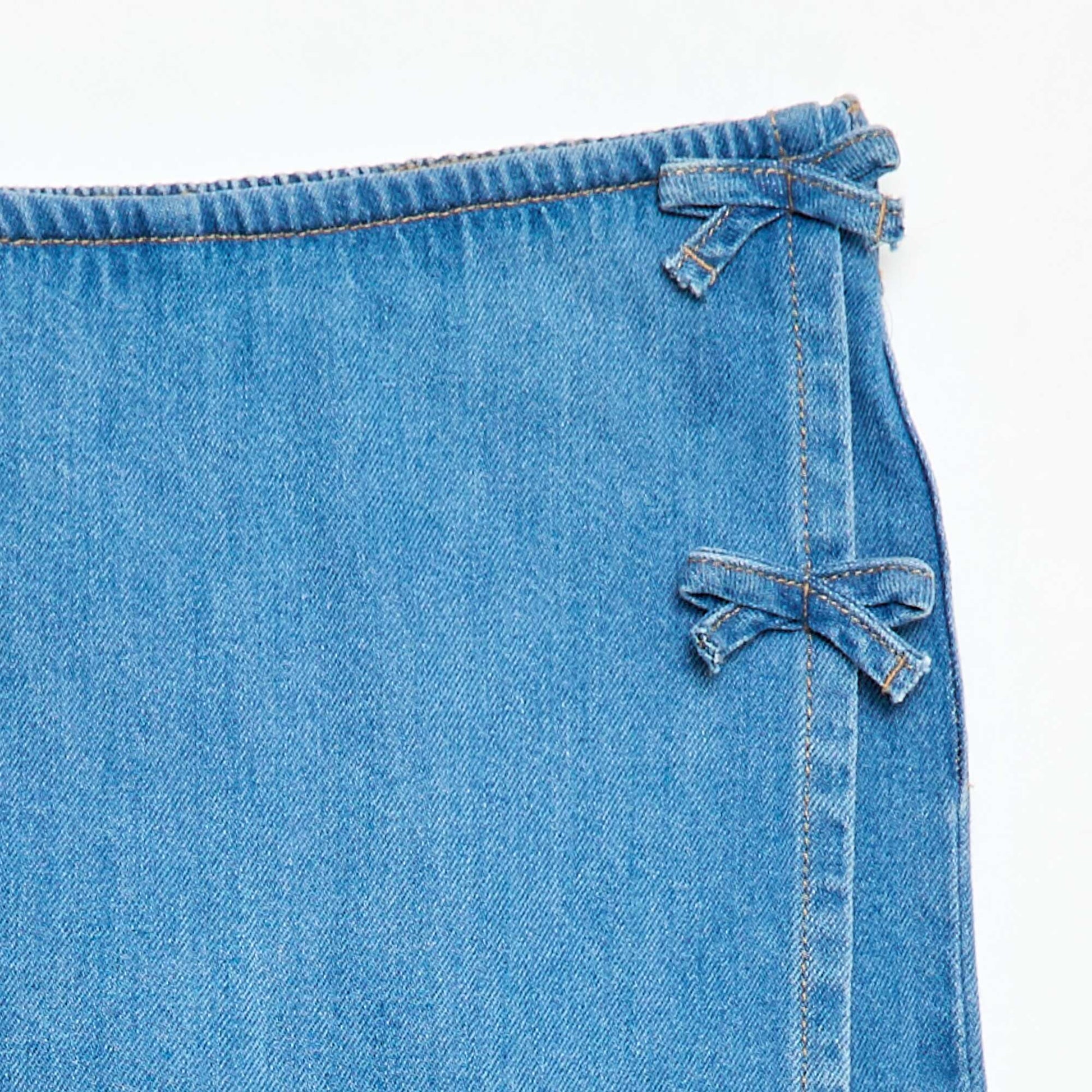 Jupe short courte en jean avec nœuds BLEU