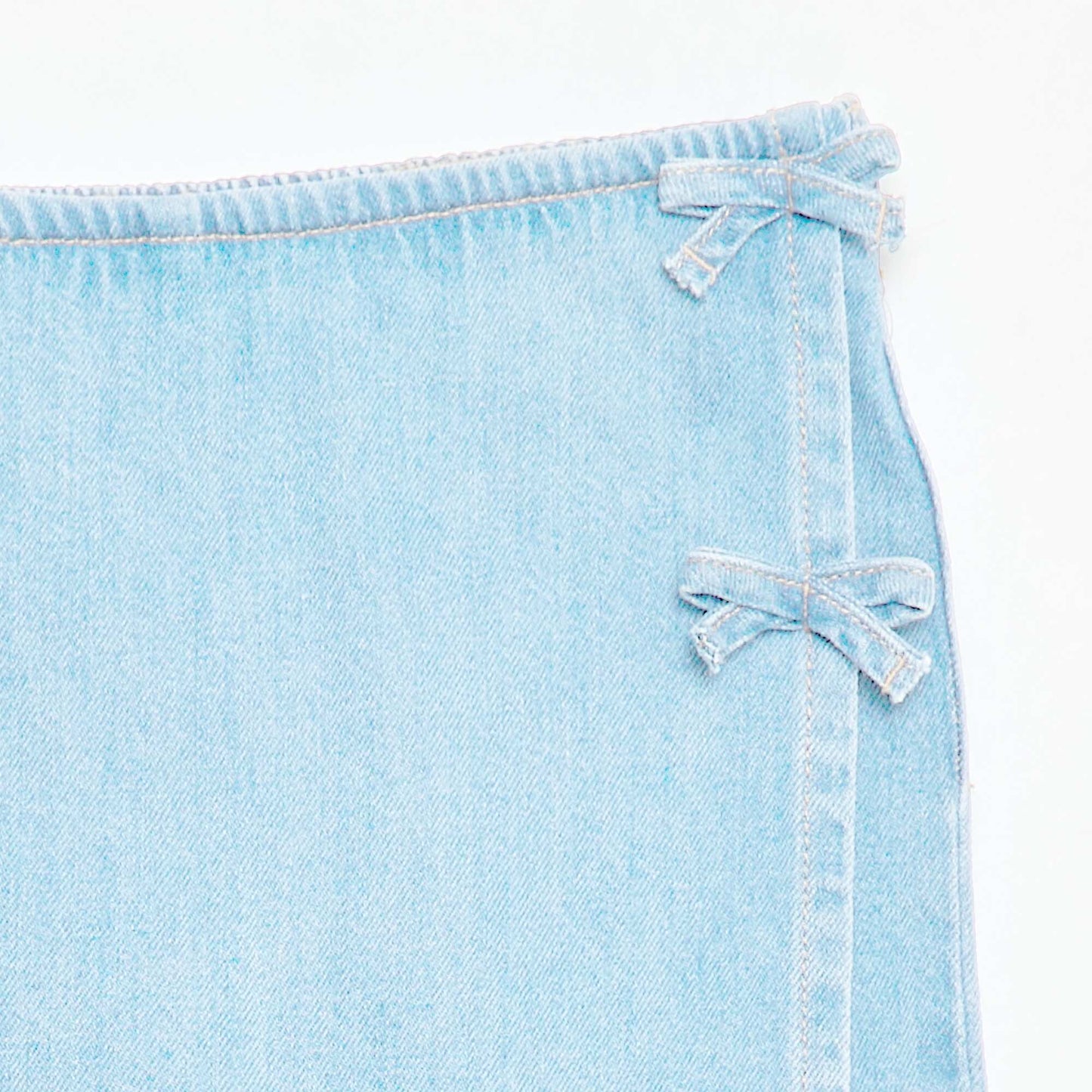 Jupe short courte en jean avec nœuds BLEU