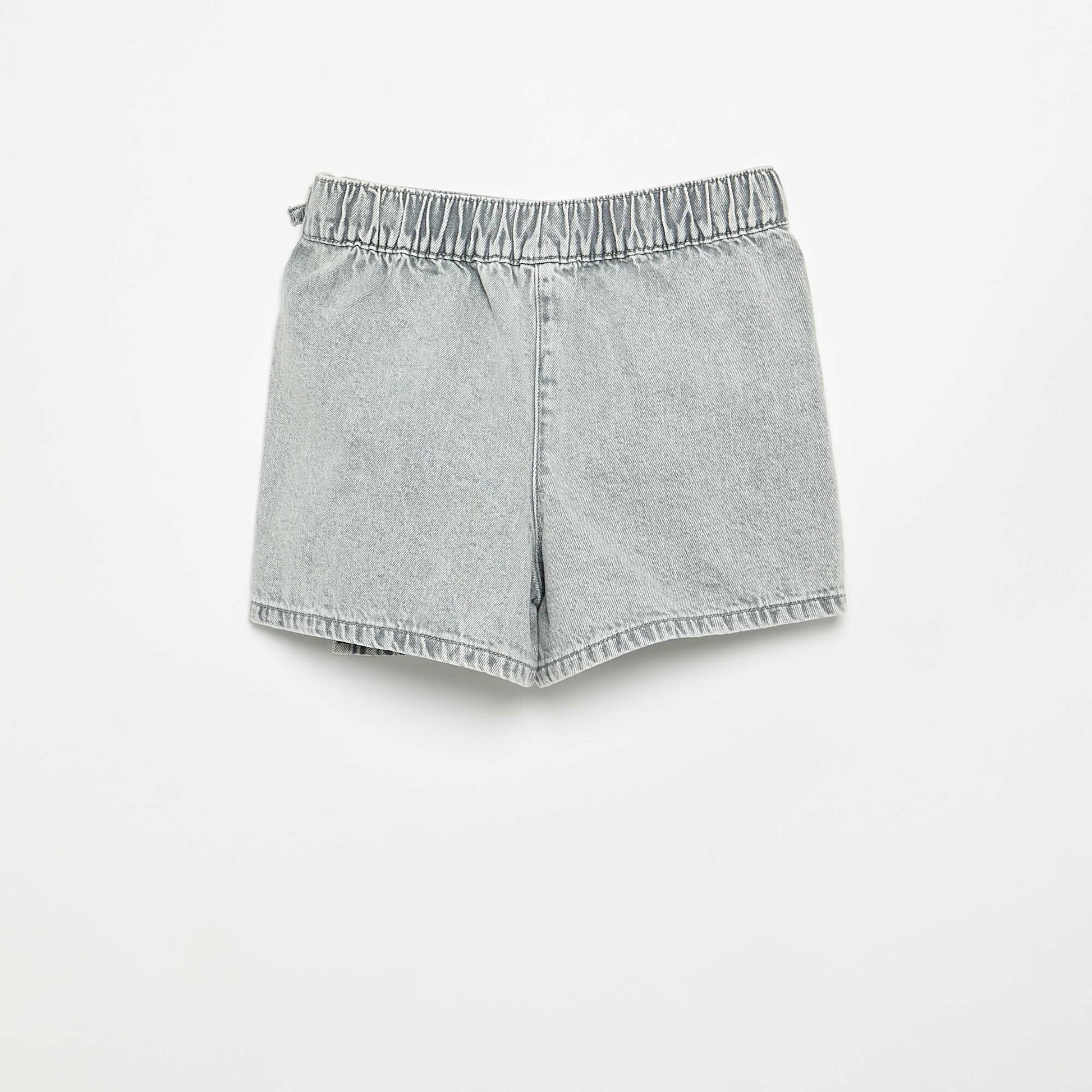 Jupe short courte en jean avec nœuds GRIS