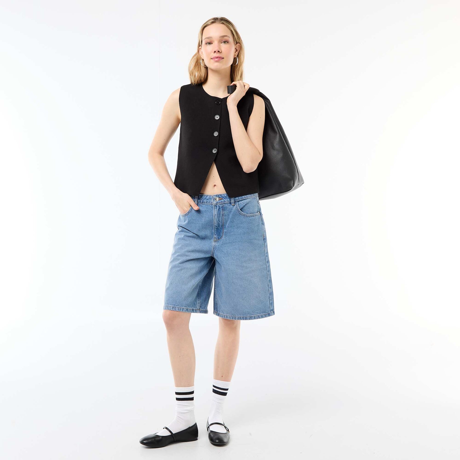 Gilet sans manches à col rond NOIR