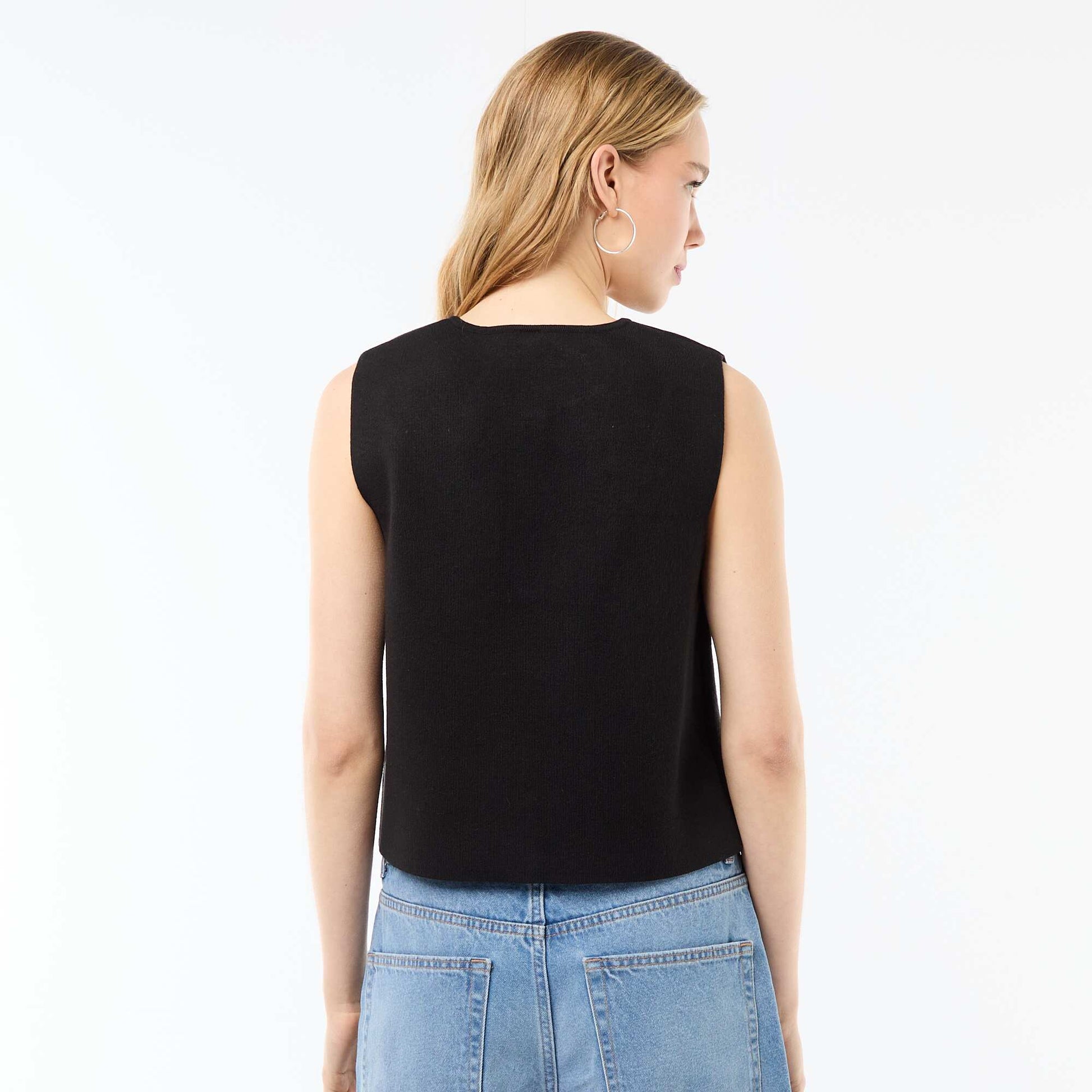 Gilet sans manches à col rond NOIR
