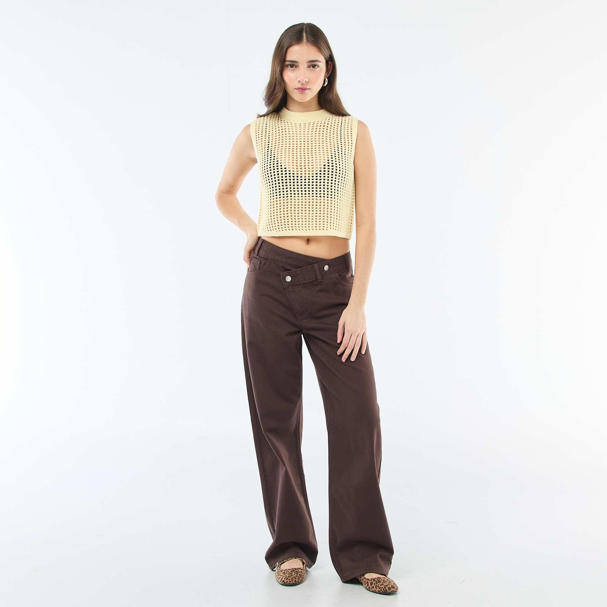 Top sans manches en crochet JAUNE
