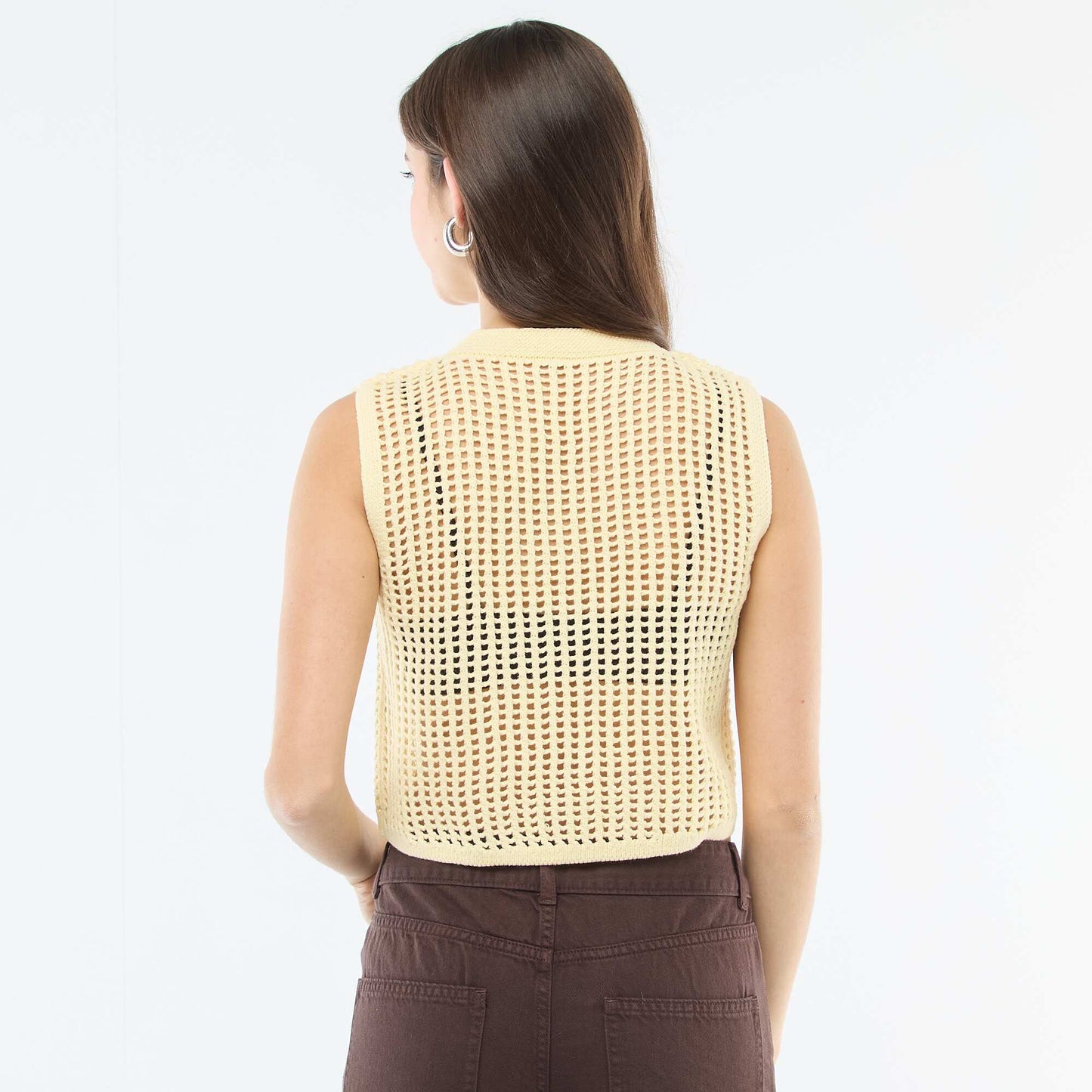 Top sans manches en crochet JAUNE
