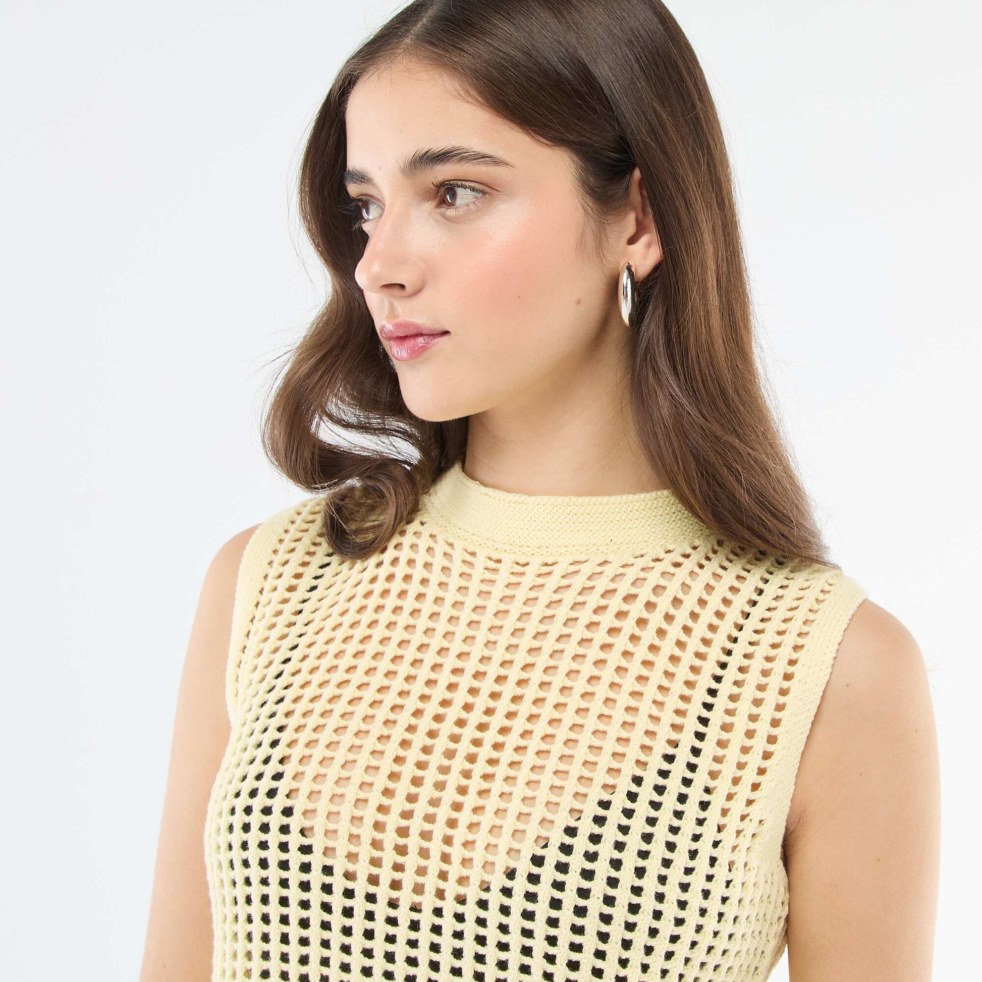 Top sans manches en crochet JAUNE