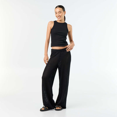 Pantalon de plage en maille crochet NOIR