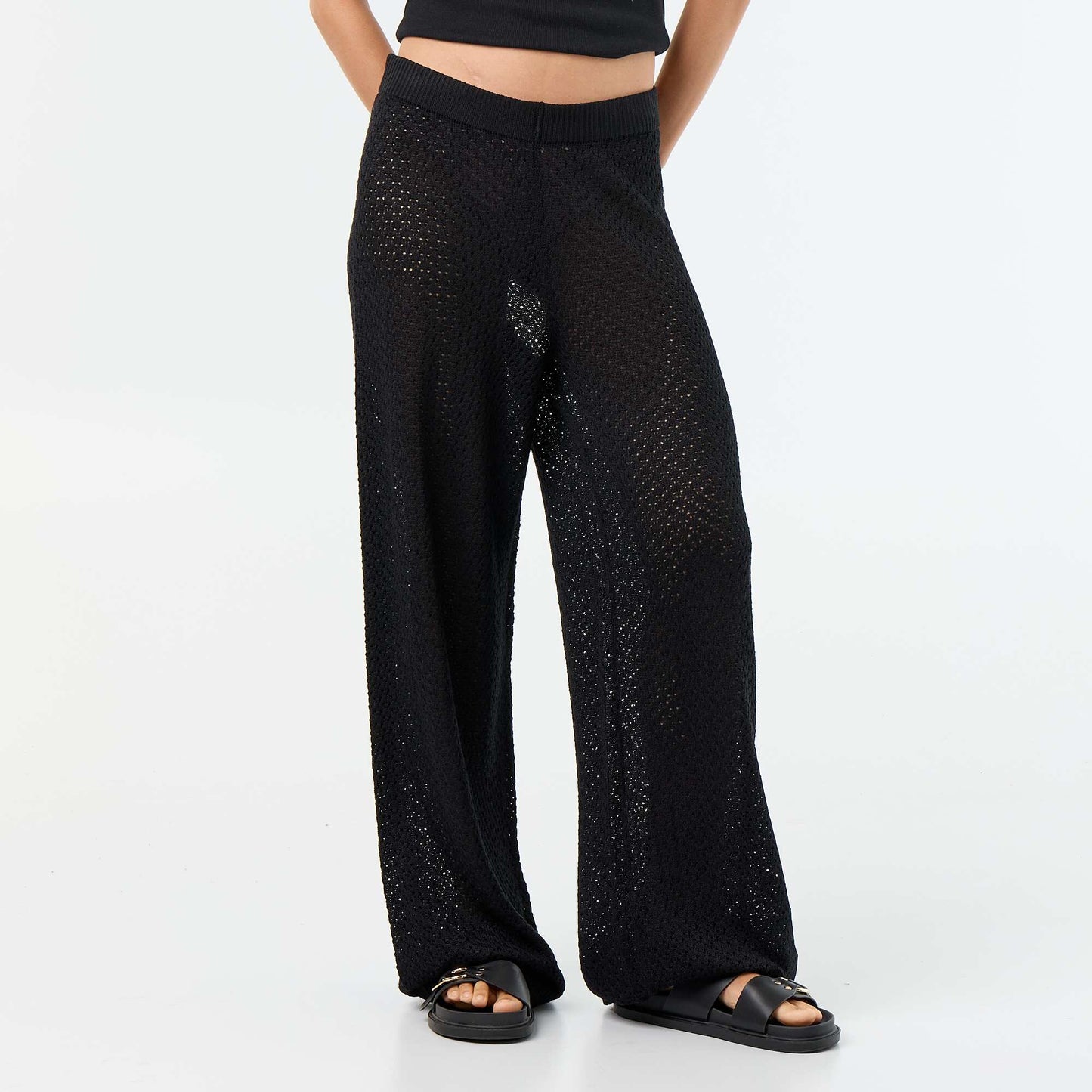Pantalon de plage en maille crochet NOIR