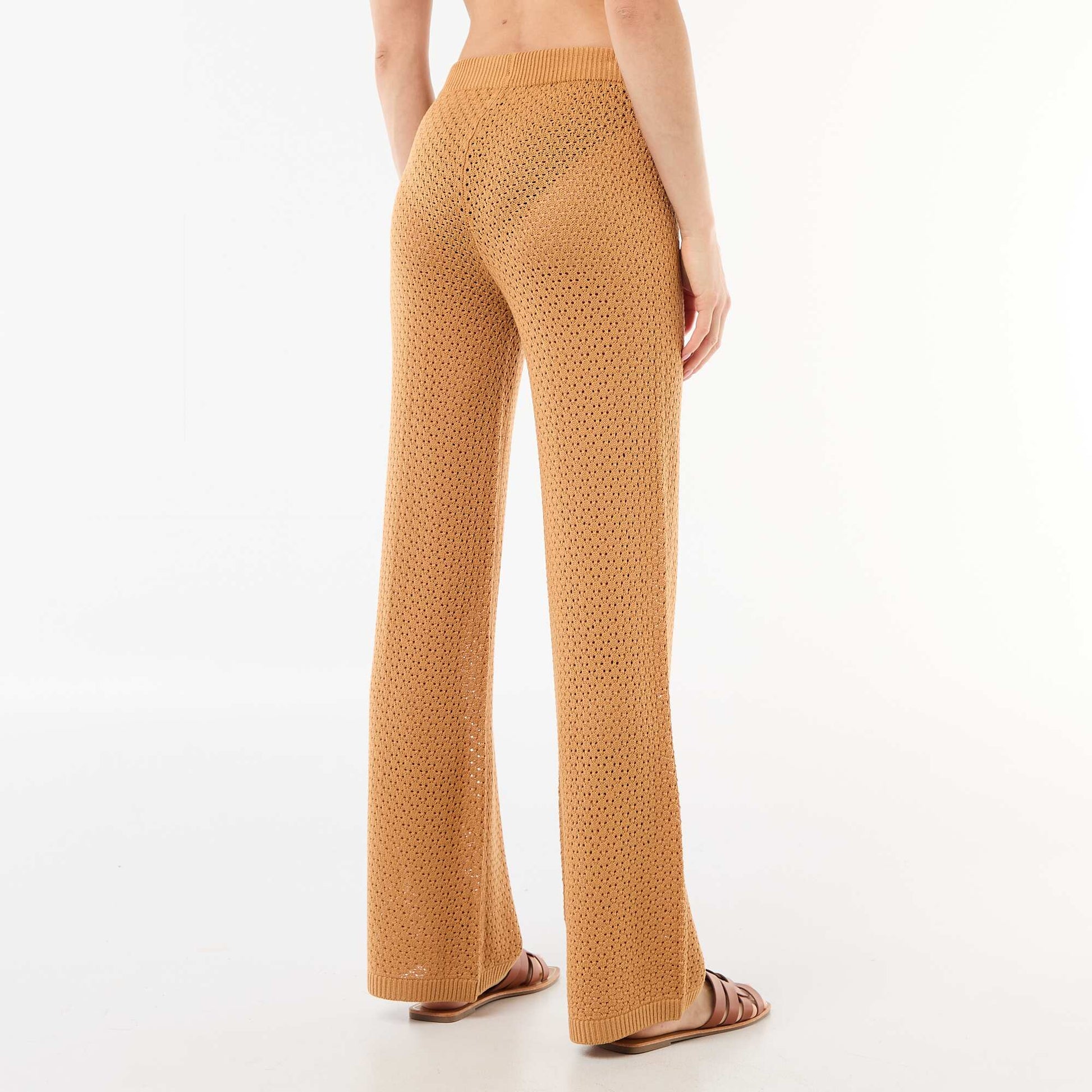 Pantalon de plage en maille crochet MARRON