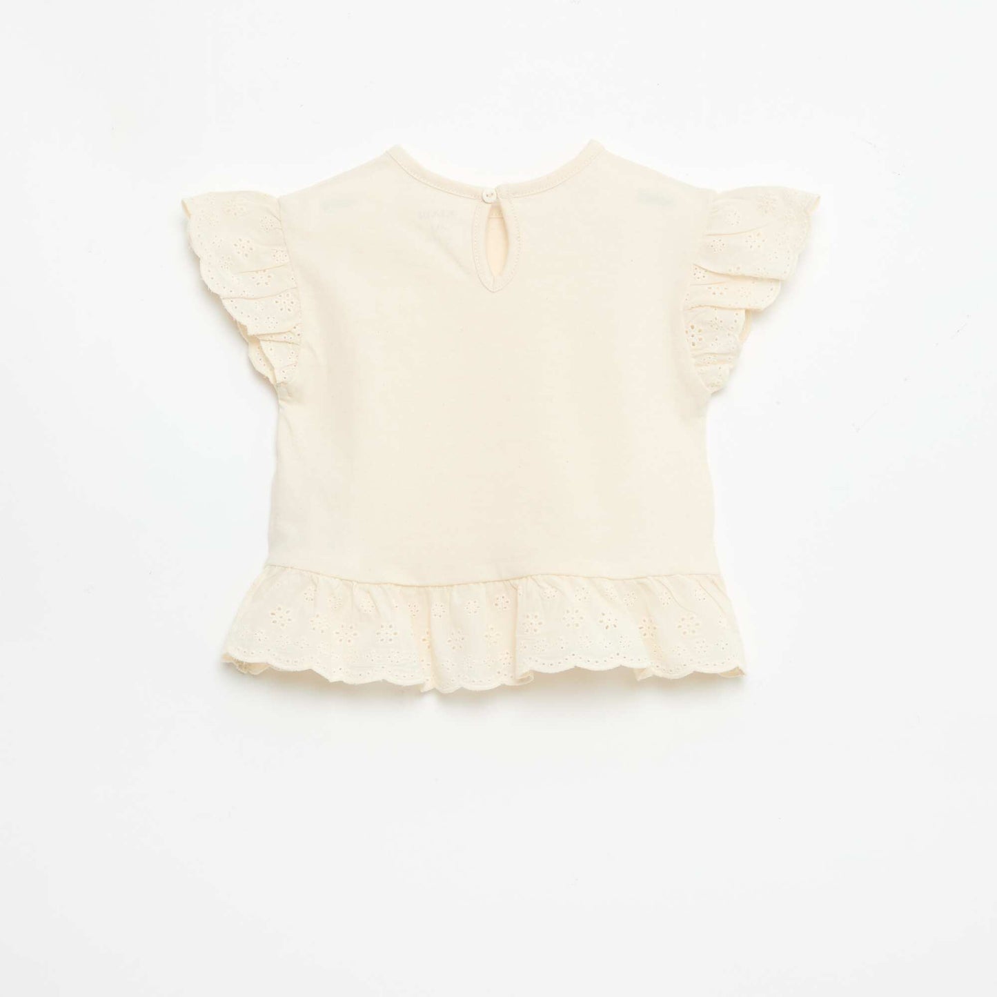 T-shirt broderie anglaise en jersey coton uni BLANC