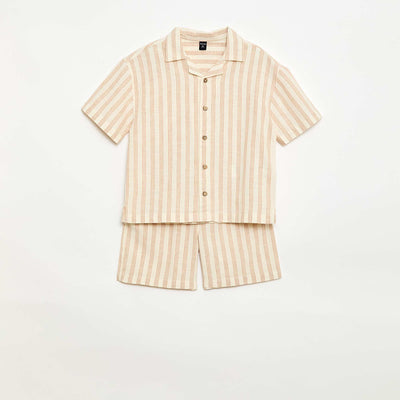 Ensemble à rayures chemise + short BEIGE