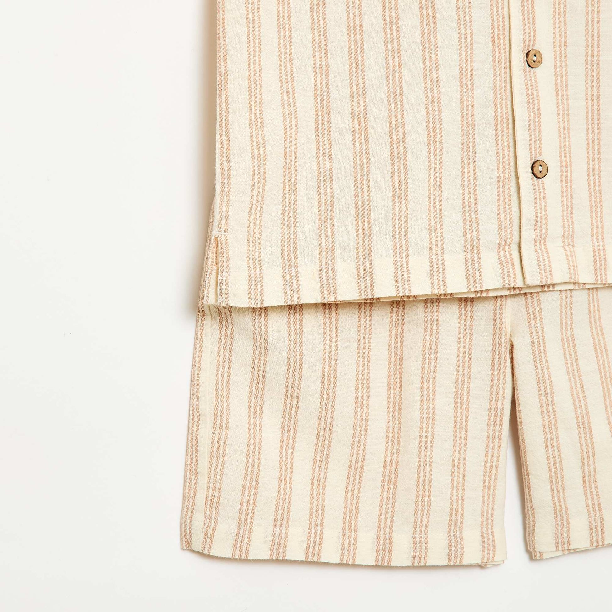 Ensemble à rayures chemise + short BEIGE