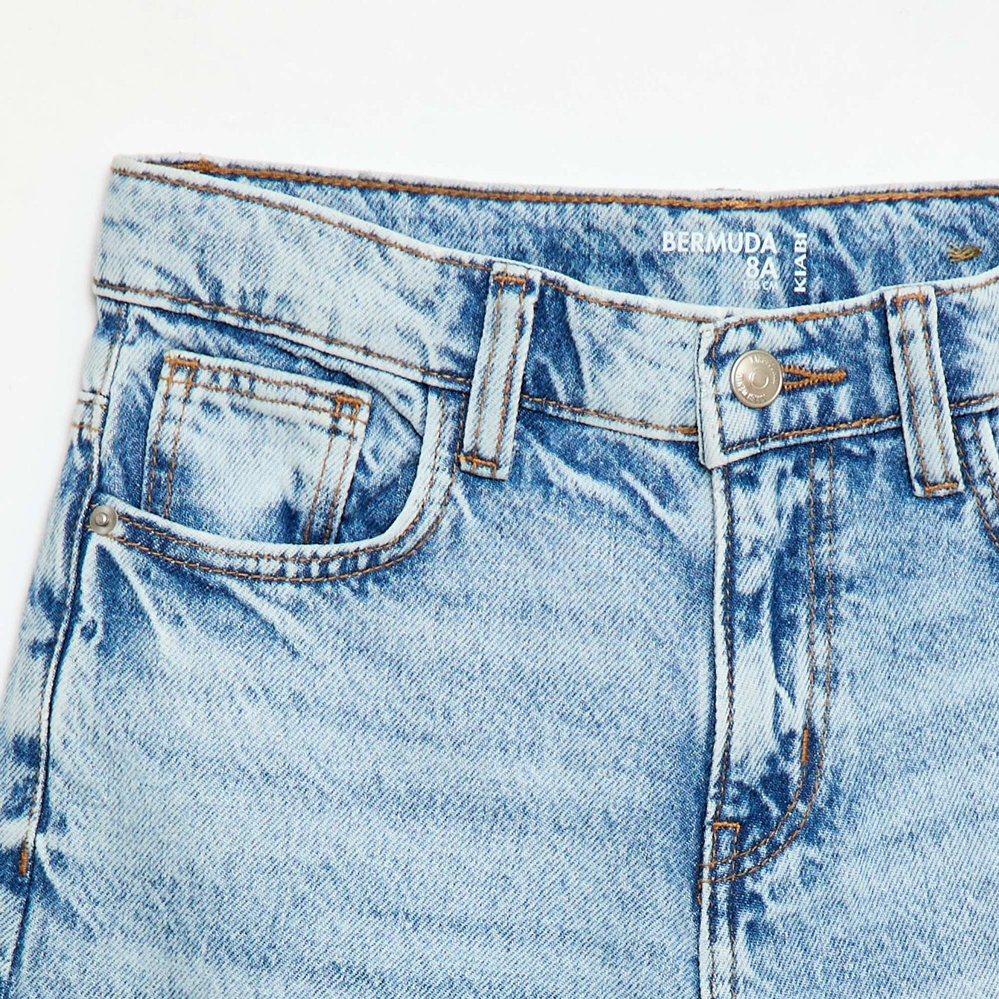 Bermuda baggy denim en coton BLEU