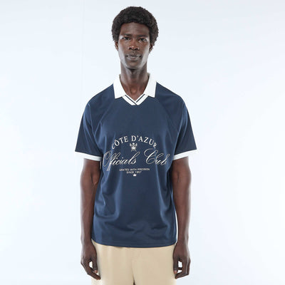 T-shirt polo imprimé à message BLEU