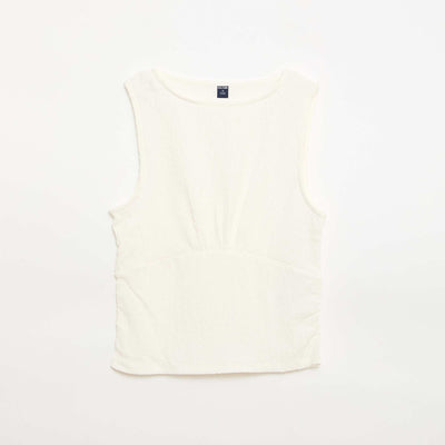 Débardeur moulant en matière crêpée BEIGE