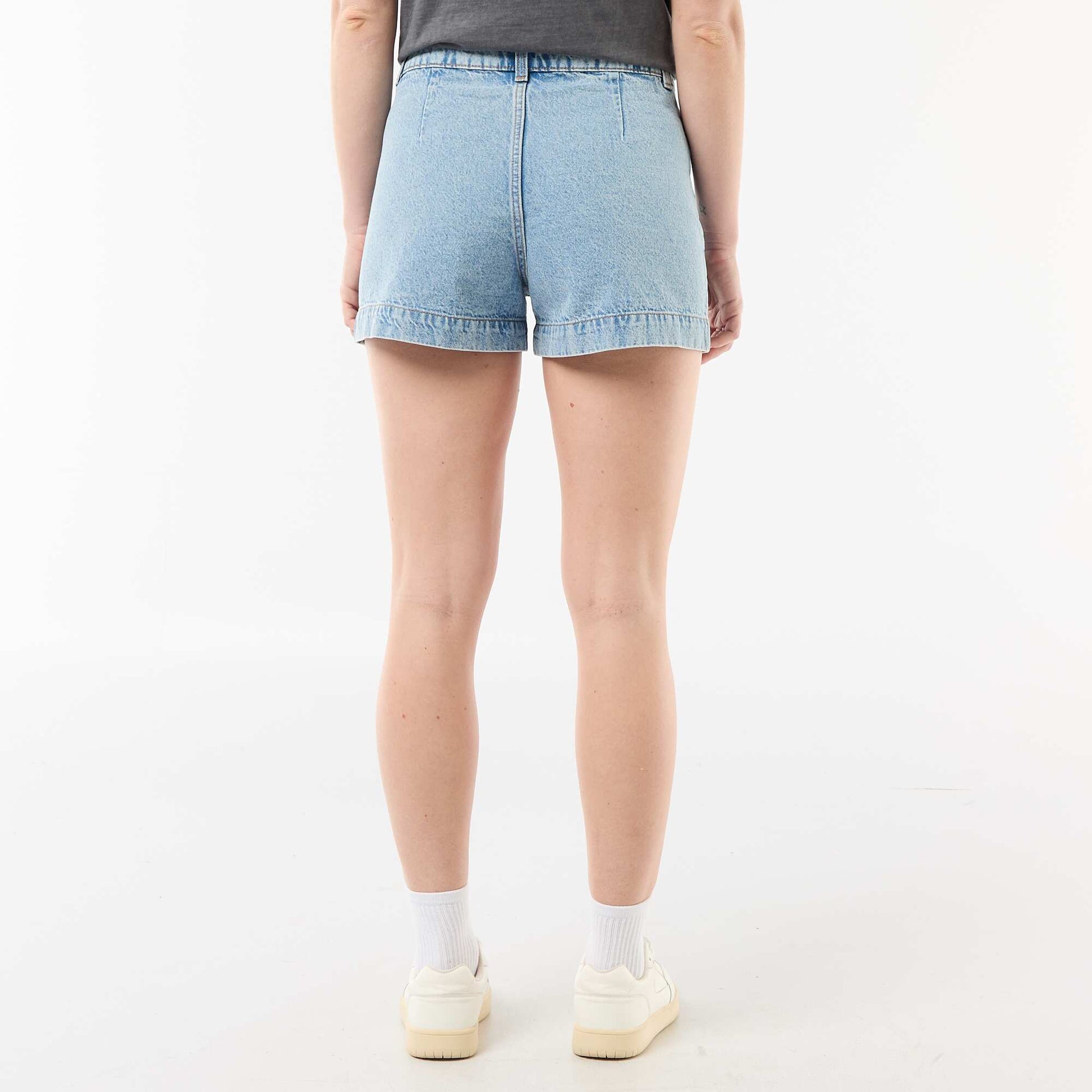 Short en denim avec poches tressées BLEU