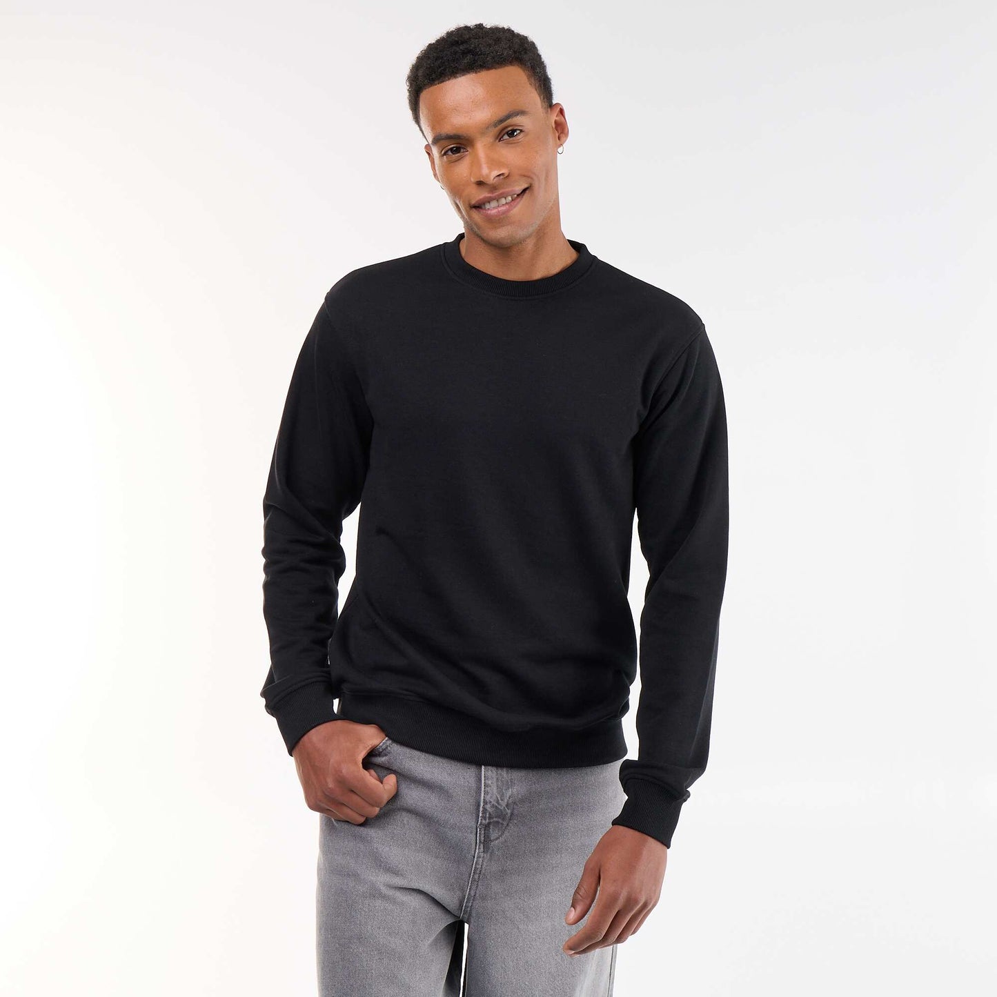 Sweat uni en French Terry NOIR