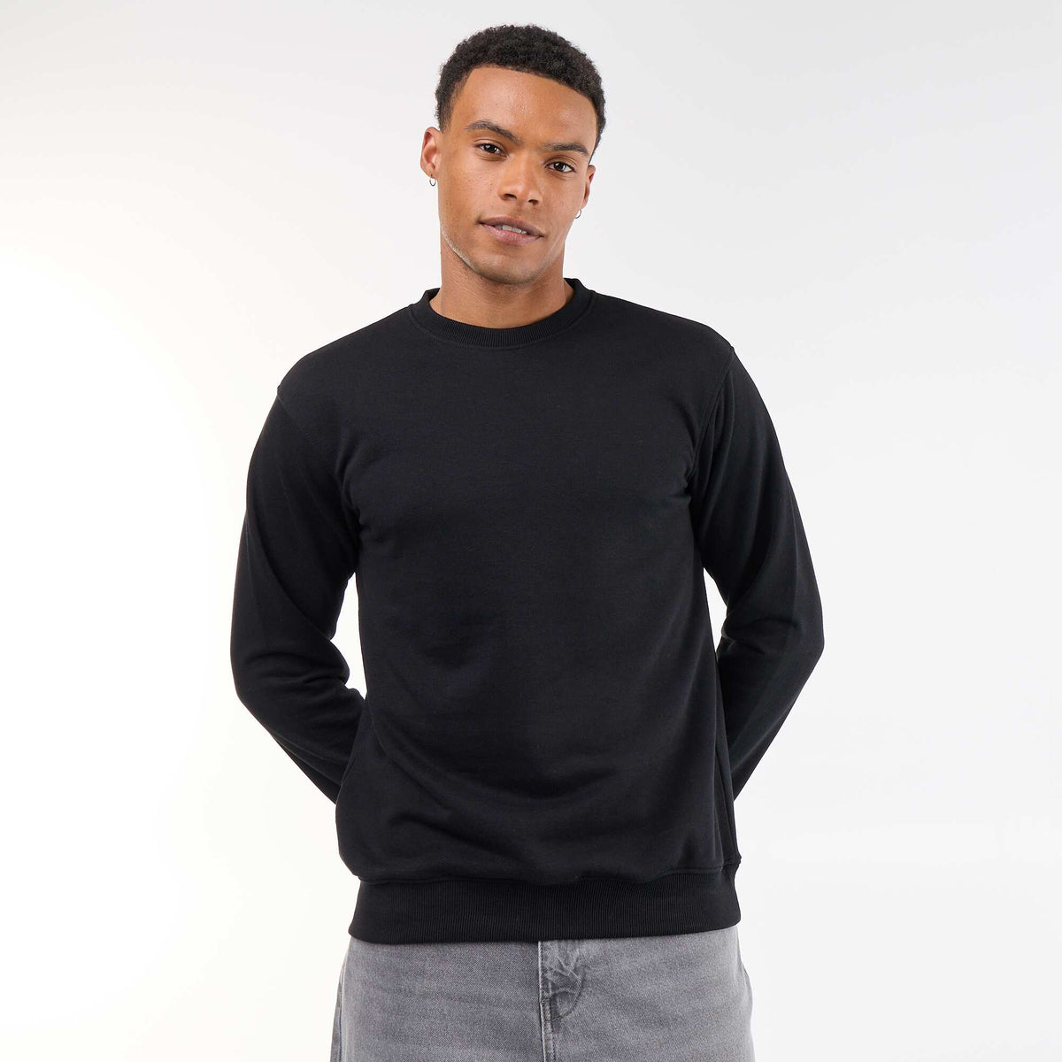 Sweat uni en French Terry NOIR