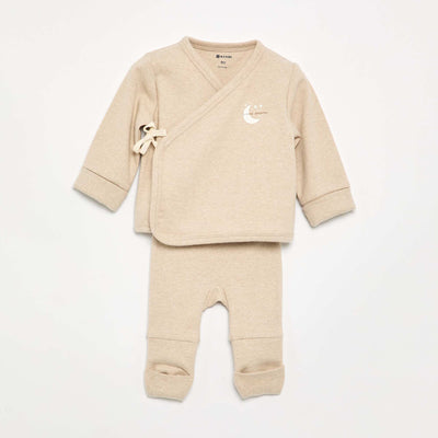 Ensemble pyjama en coton - 2 pièces BEIGE