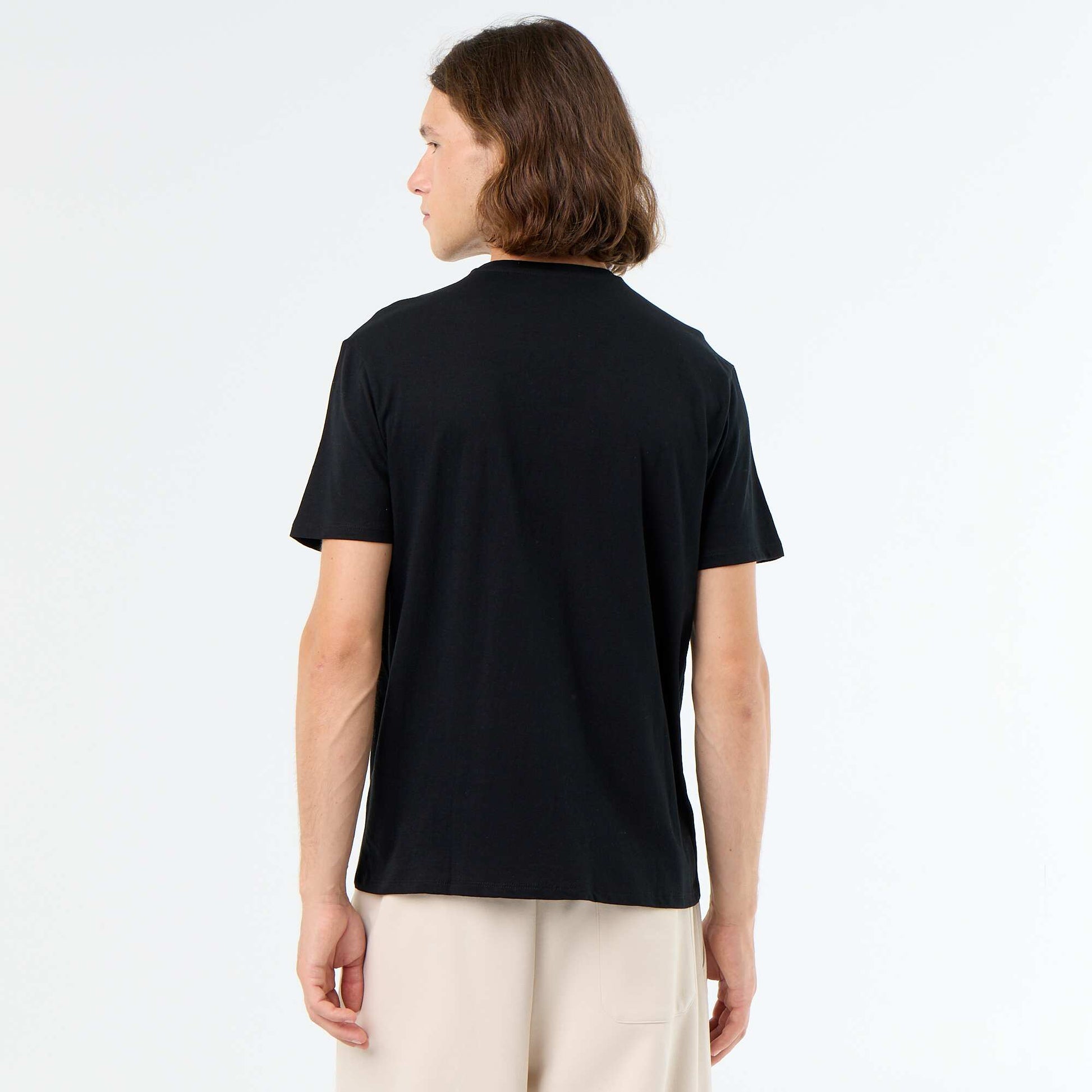 T-shirt homme en coton bio à motif placé NOIR