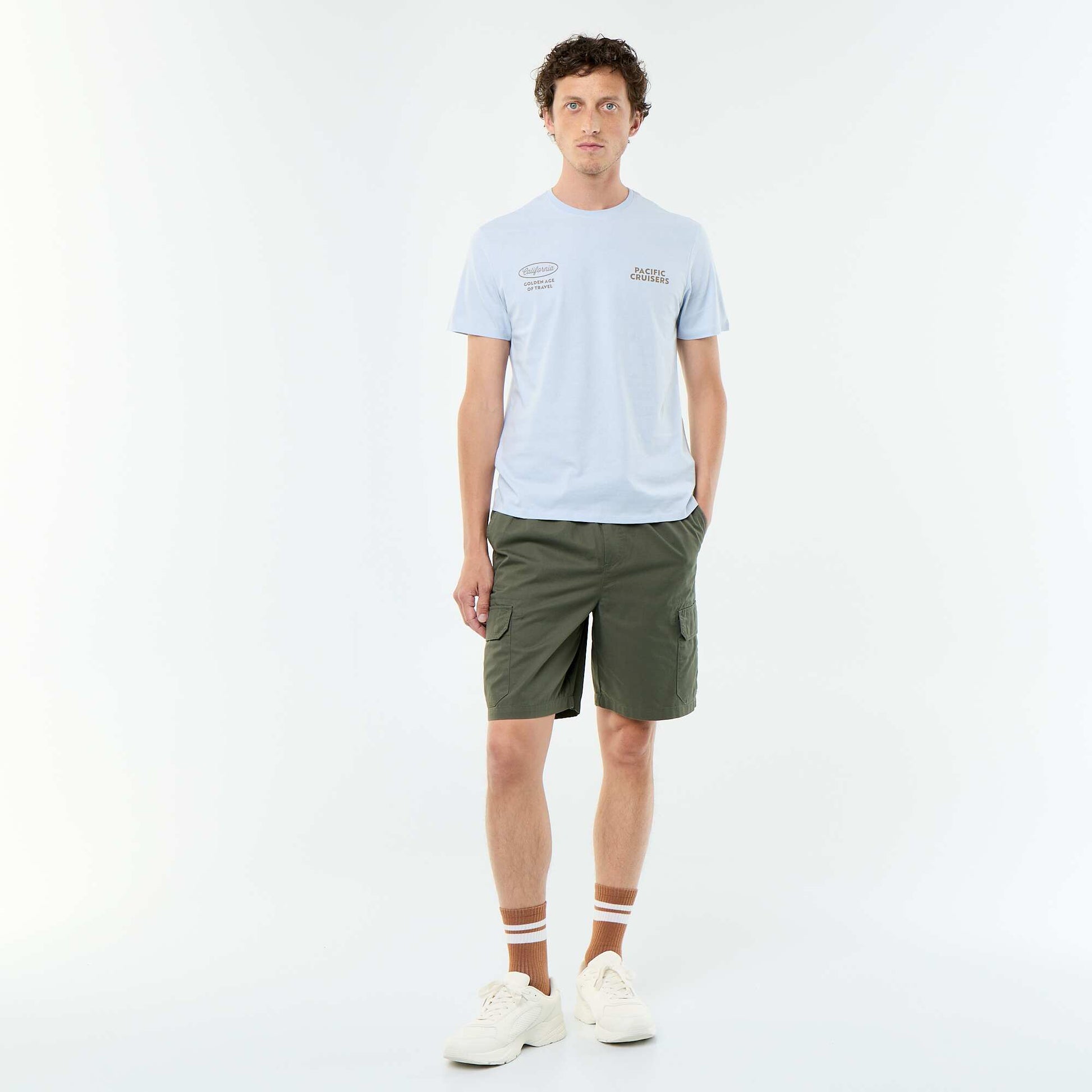 T-shirt imprimé fantaisie à manches courtes BLEU