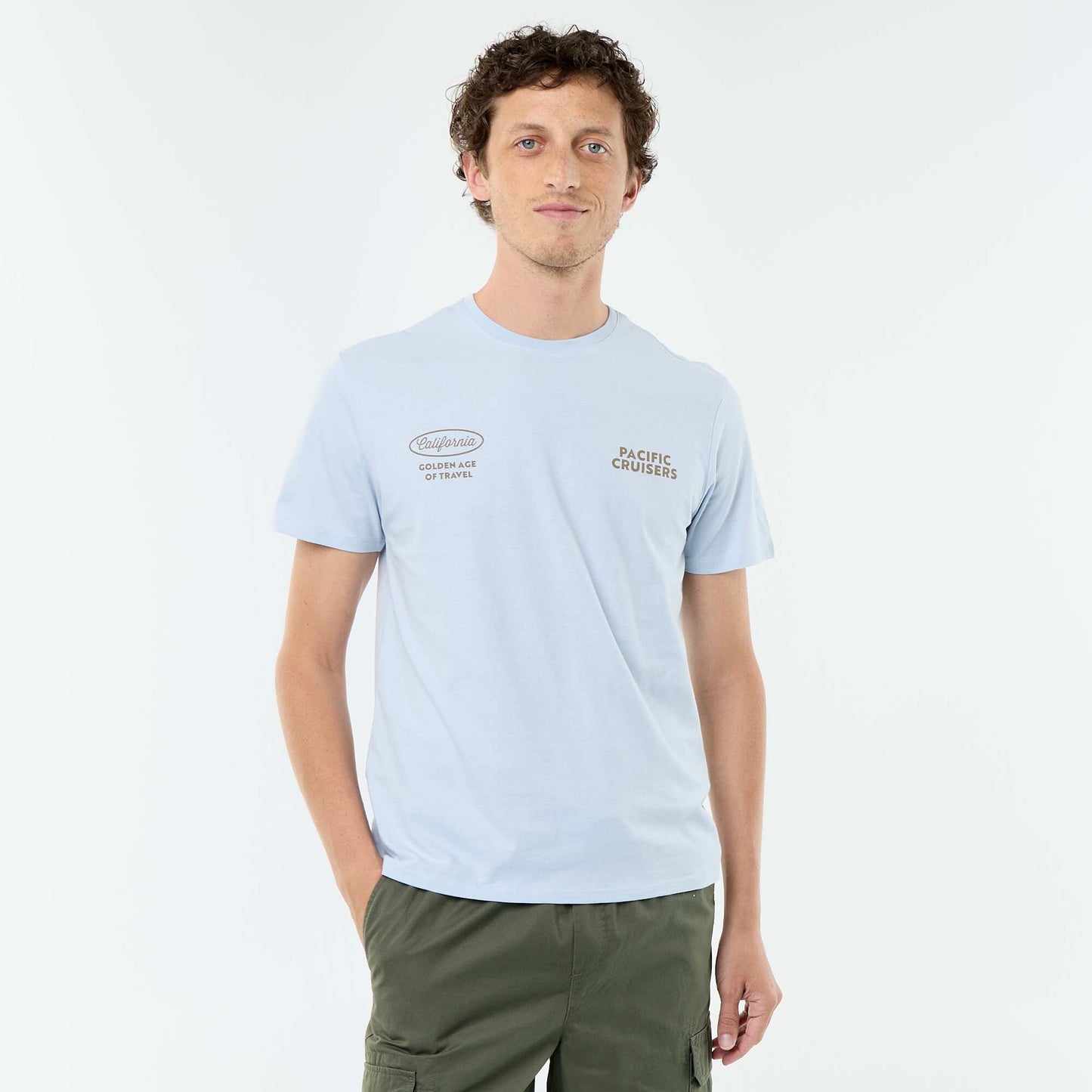 T-shirt imprimé fantaisie à manches courtes BLEU