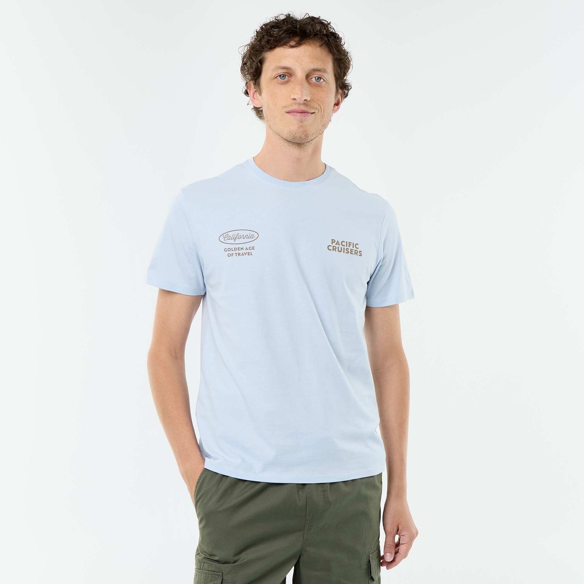 T-shirt imprimé fantaisie à manches courtes BLEU