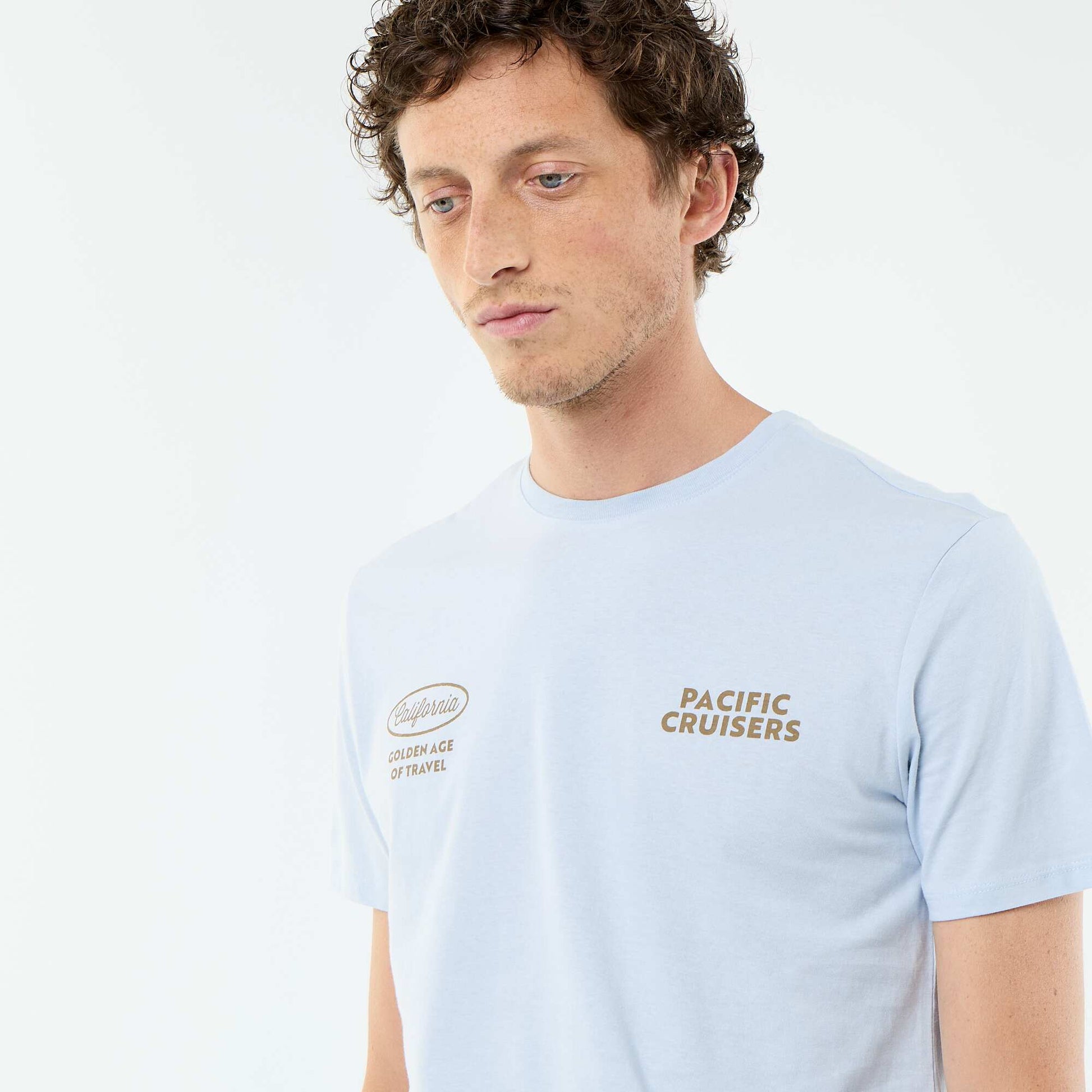 T-shirt imprimé fantaisie à manches courtes BLEU