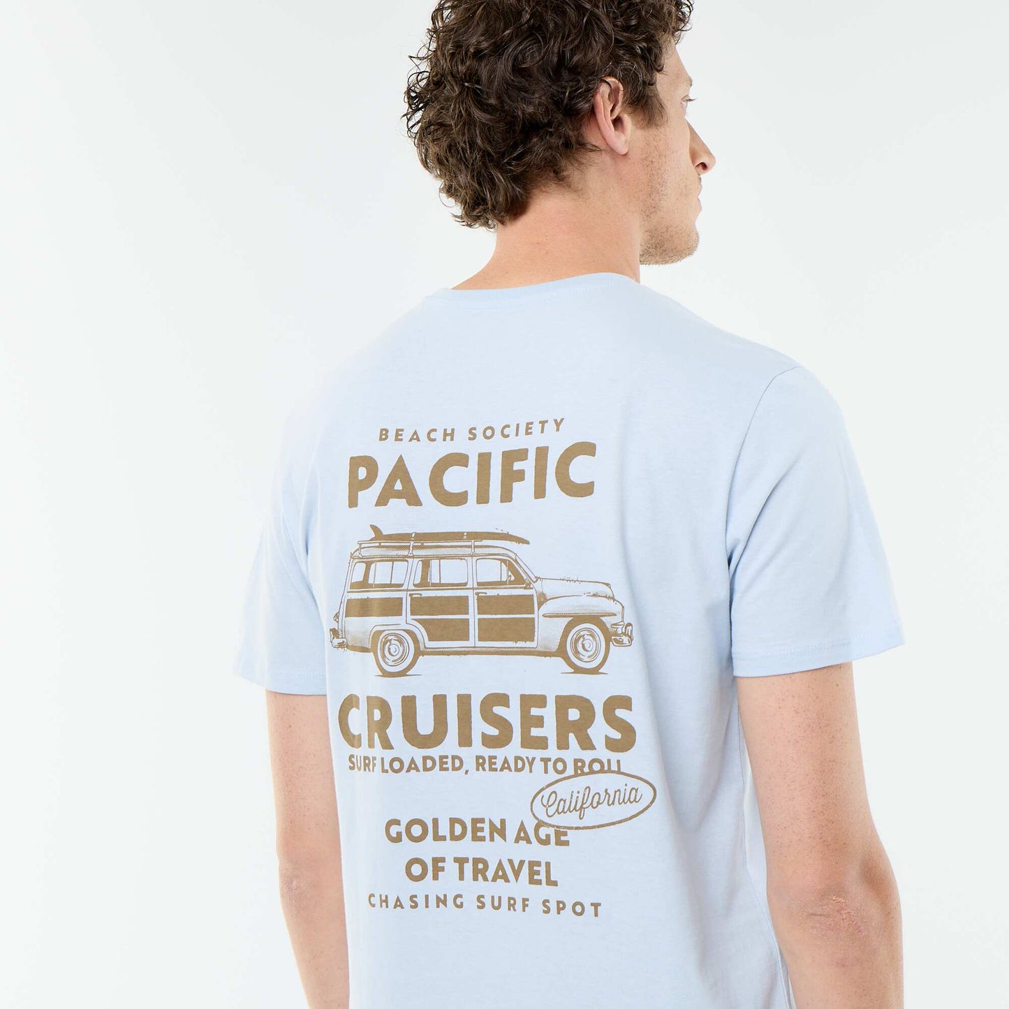 T-shirt imprimé fantaisie à manches courtes BLEU