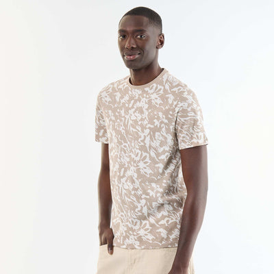 T-shirt en coton pour homme à col rond avec motif BEIGE