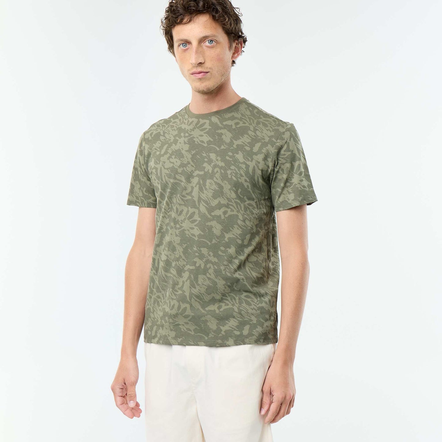 T-shirt imprimé fantaisie à manches courtes KAKI