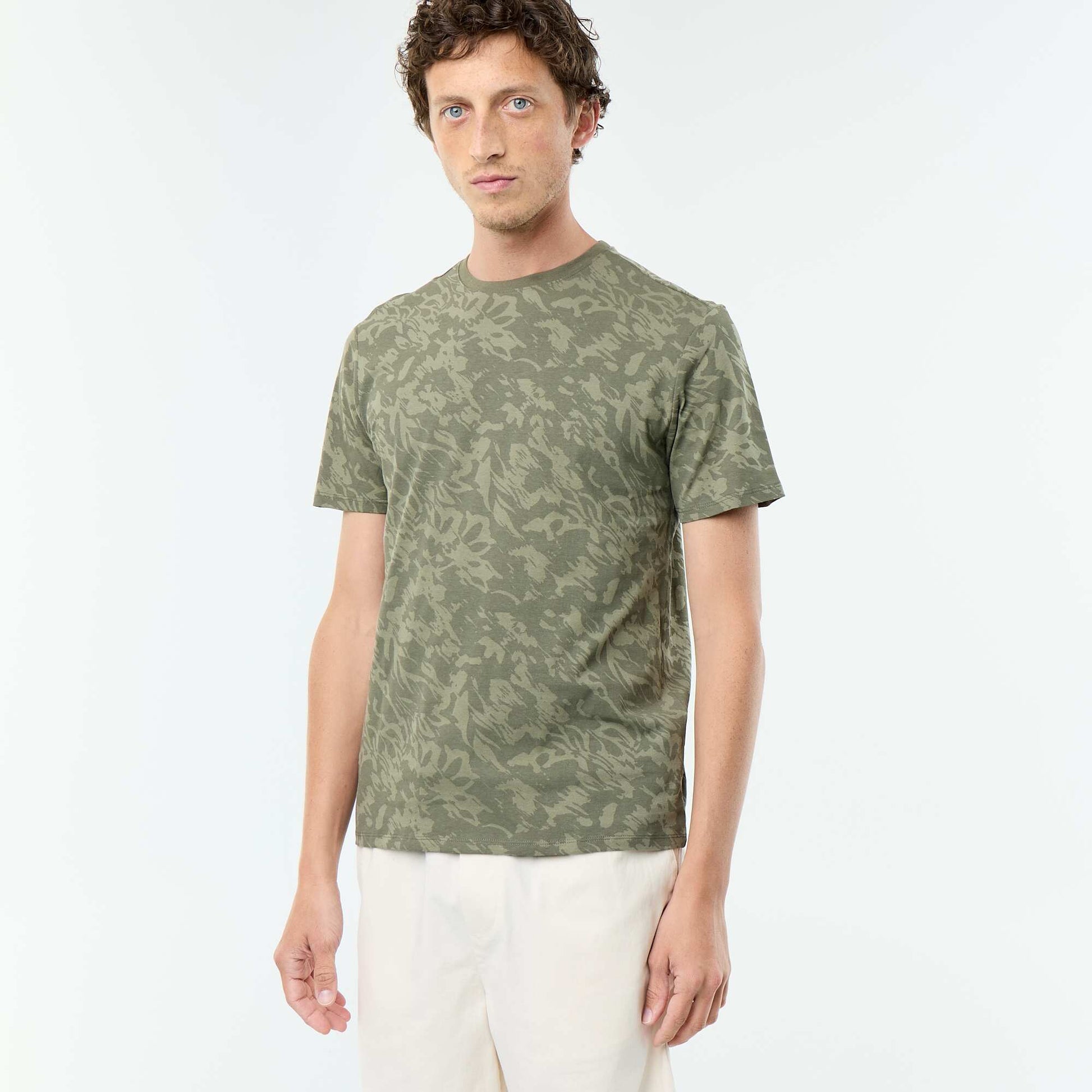T-shirt imprimé fantaisie à manches courtes KAKI