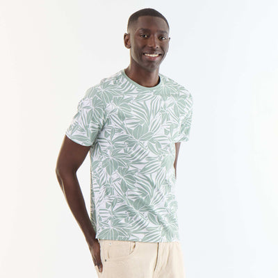 T-shirt homme en coton à col rond avec motif placé VERT