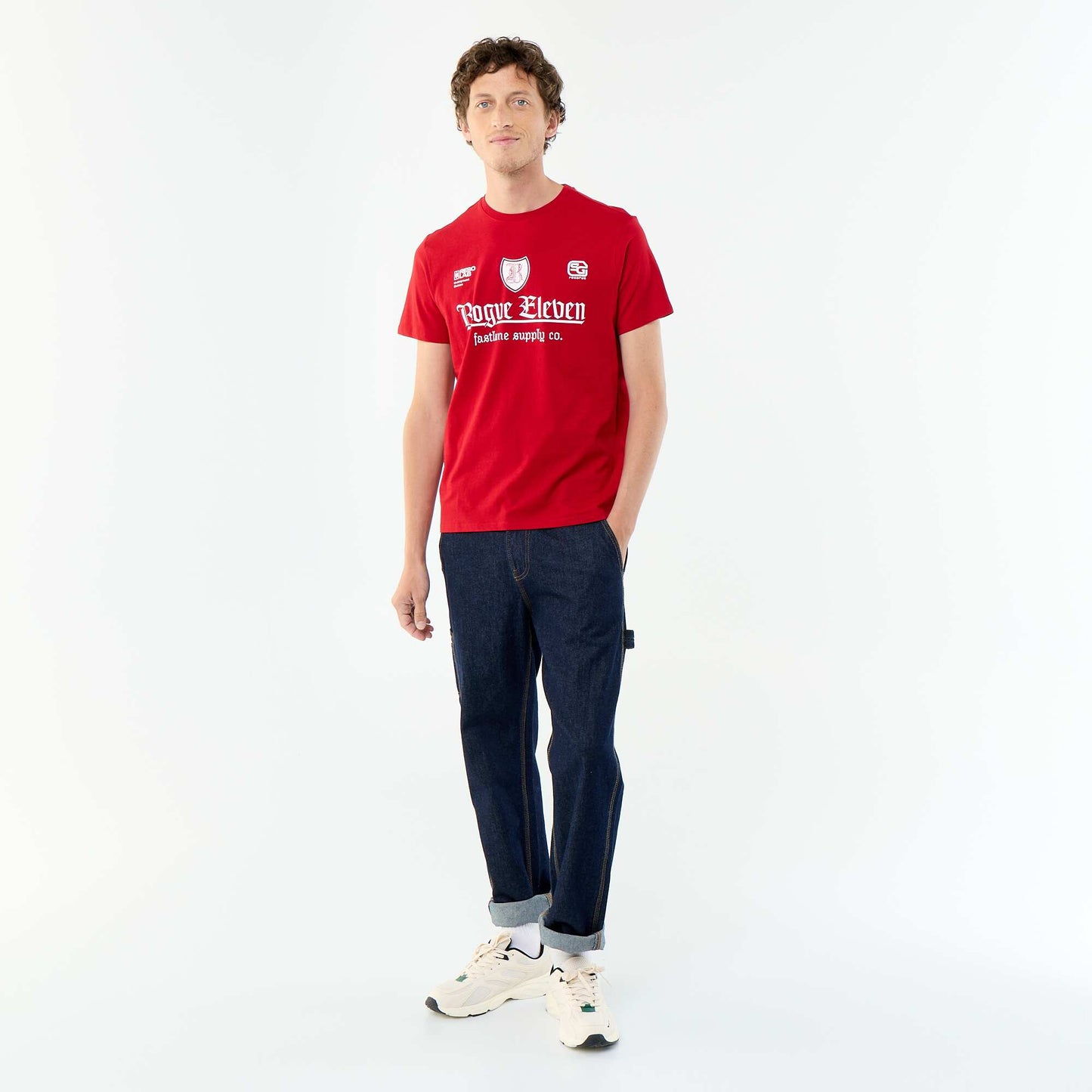 T-shirt imprimé fantaisie à manches courtes ROUGE