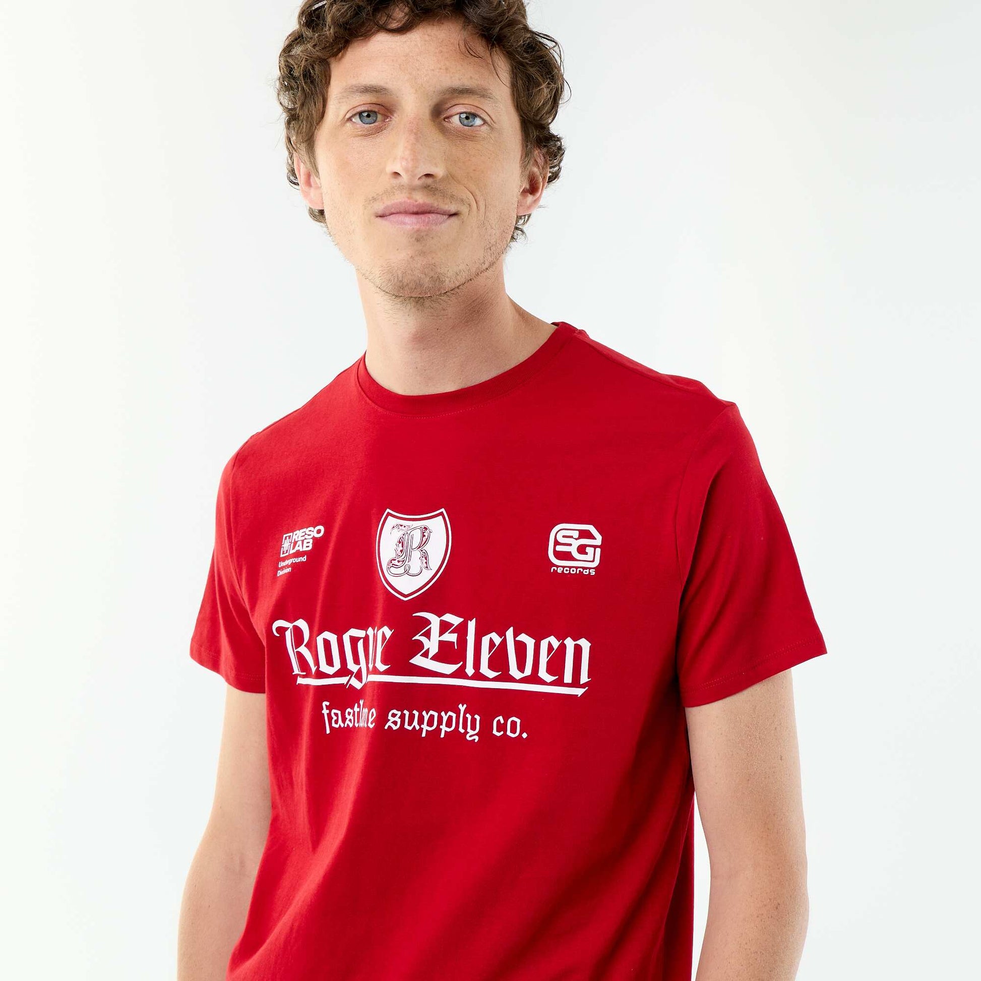 T-shirt imprimé fantaisie à manches courtes ROUGE