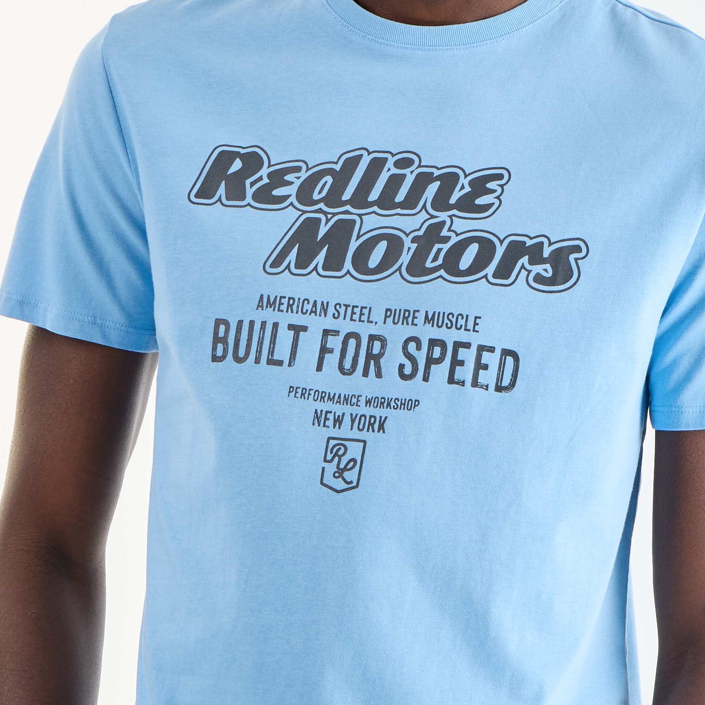 T-shirt homme en coton biologique à col rond BLEU