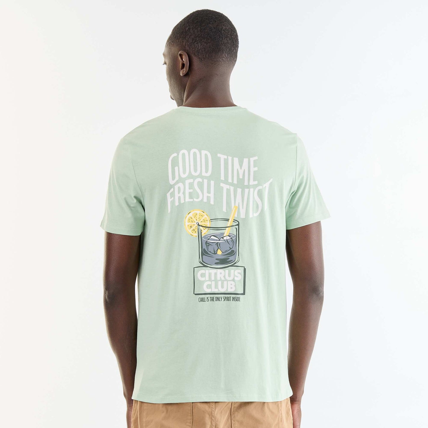 T-shirt homme en coton biologique à motif placé VERT