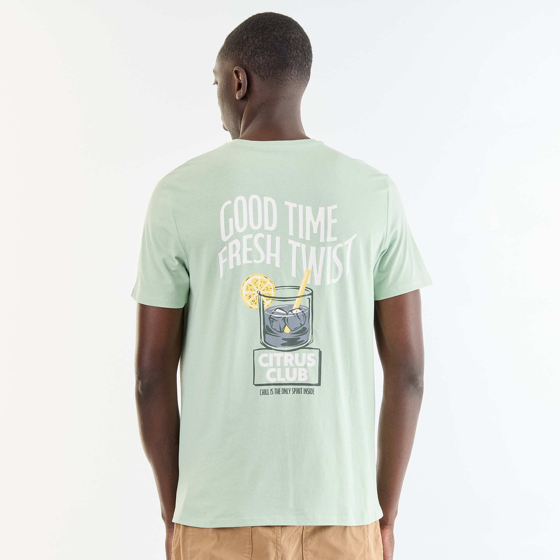 T-shirt homme en coton biologique à motif placé VERT