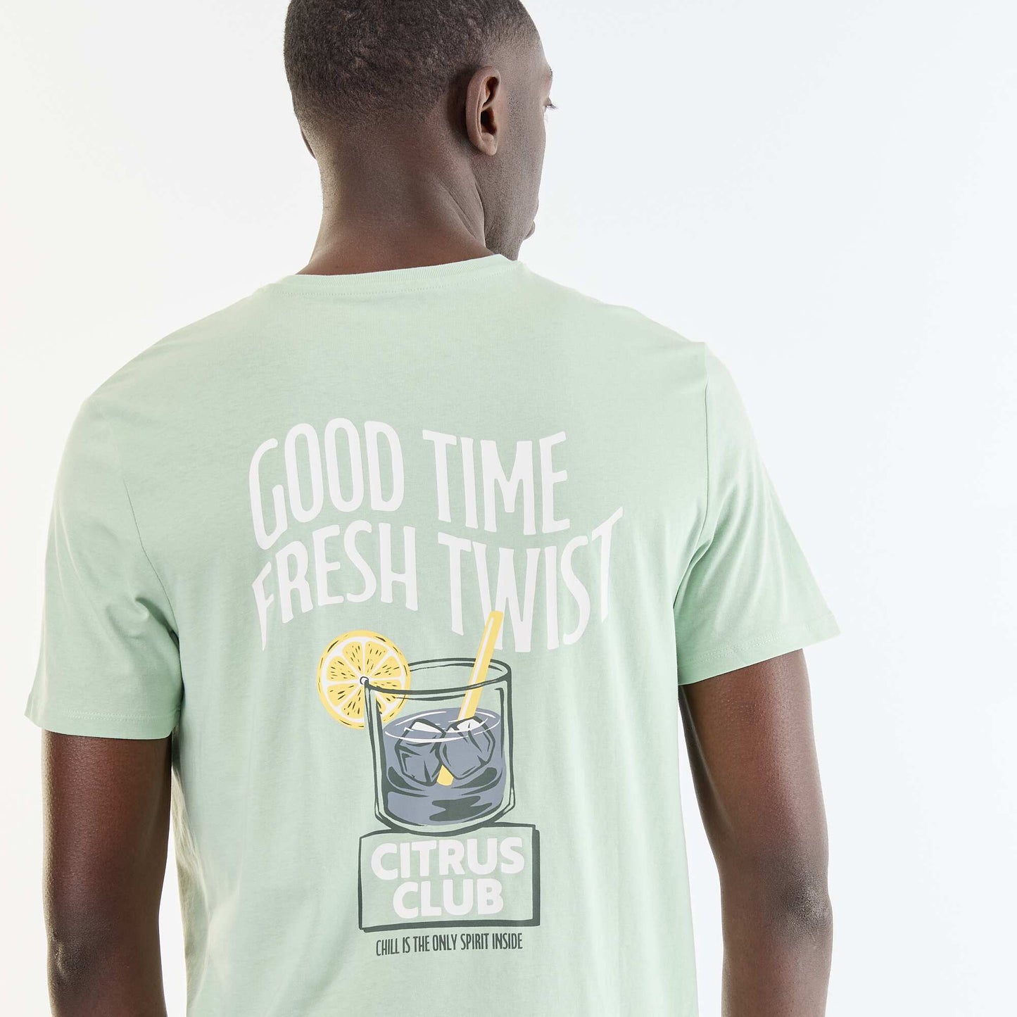 T-shirt homme en coton biologique à motif placé VERT
