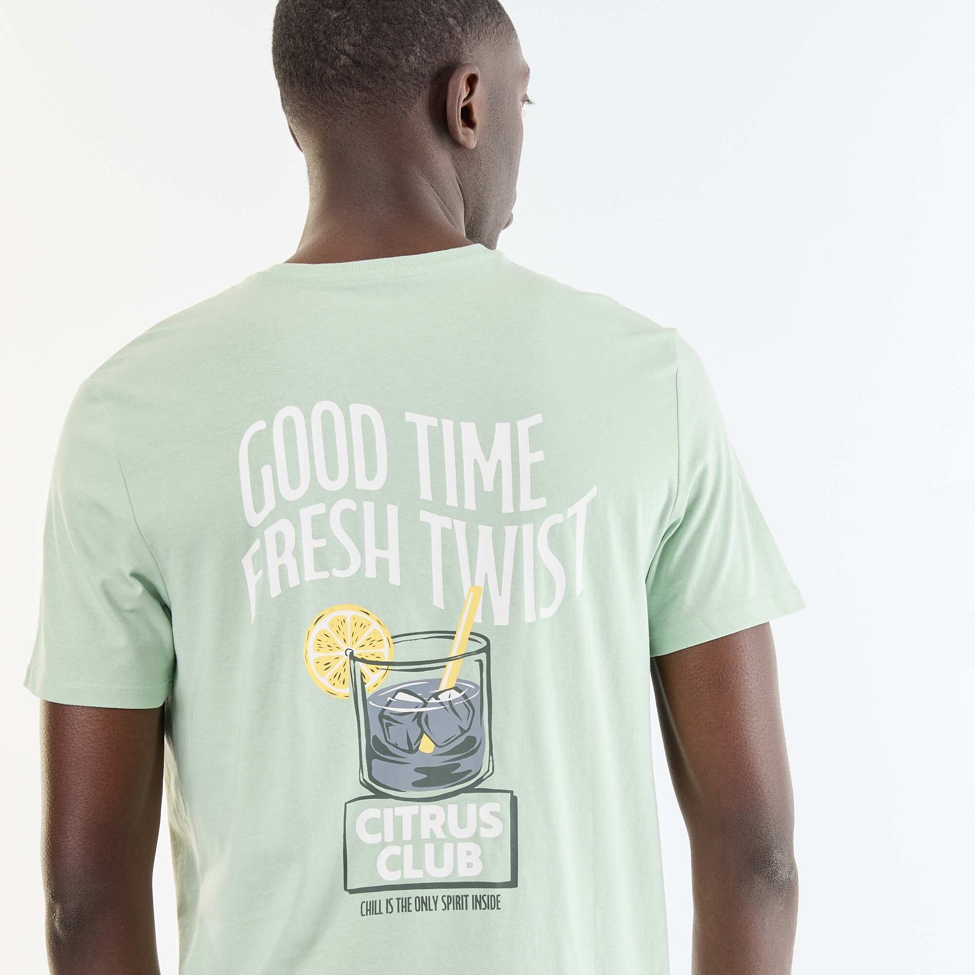 T-shirt homme en coton biologique à motif placé VERT