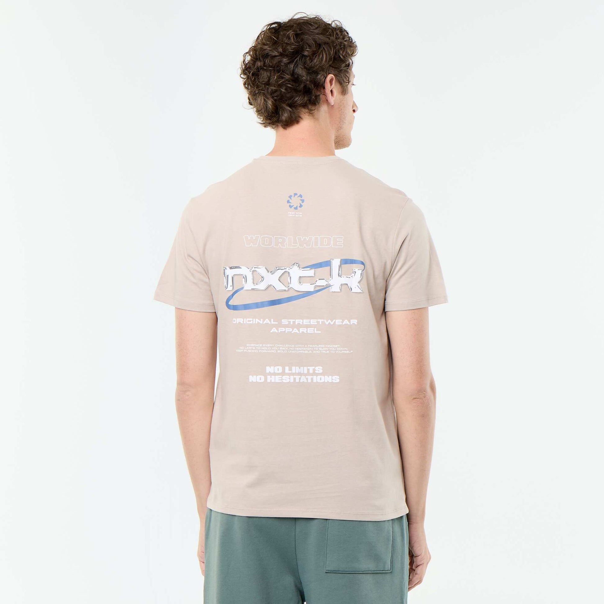 T-shirt imprimé fantaisie à manches courtes BEIGE