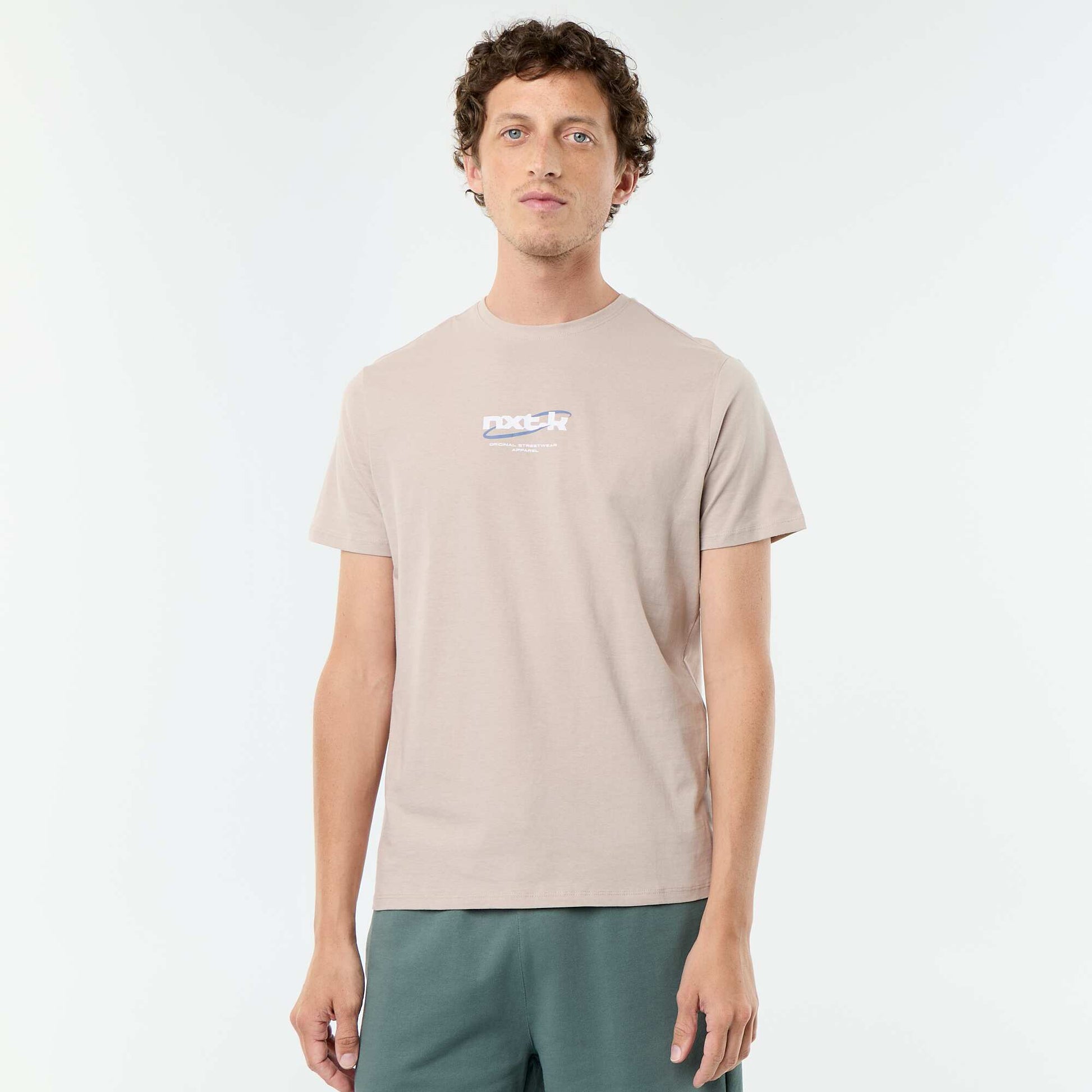 T-shirt imprimé fantaisie à manches courtes BEIGE