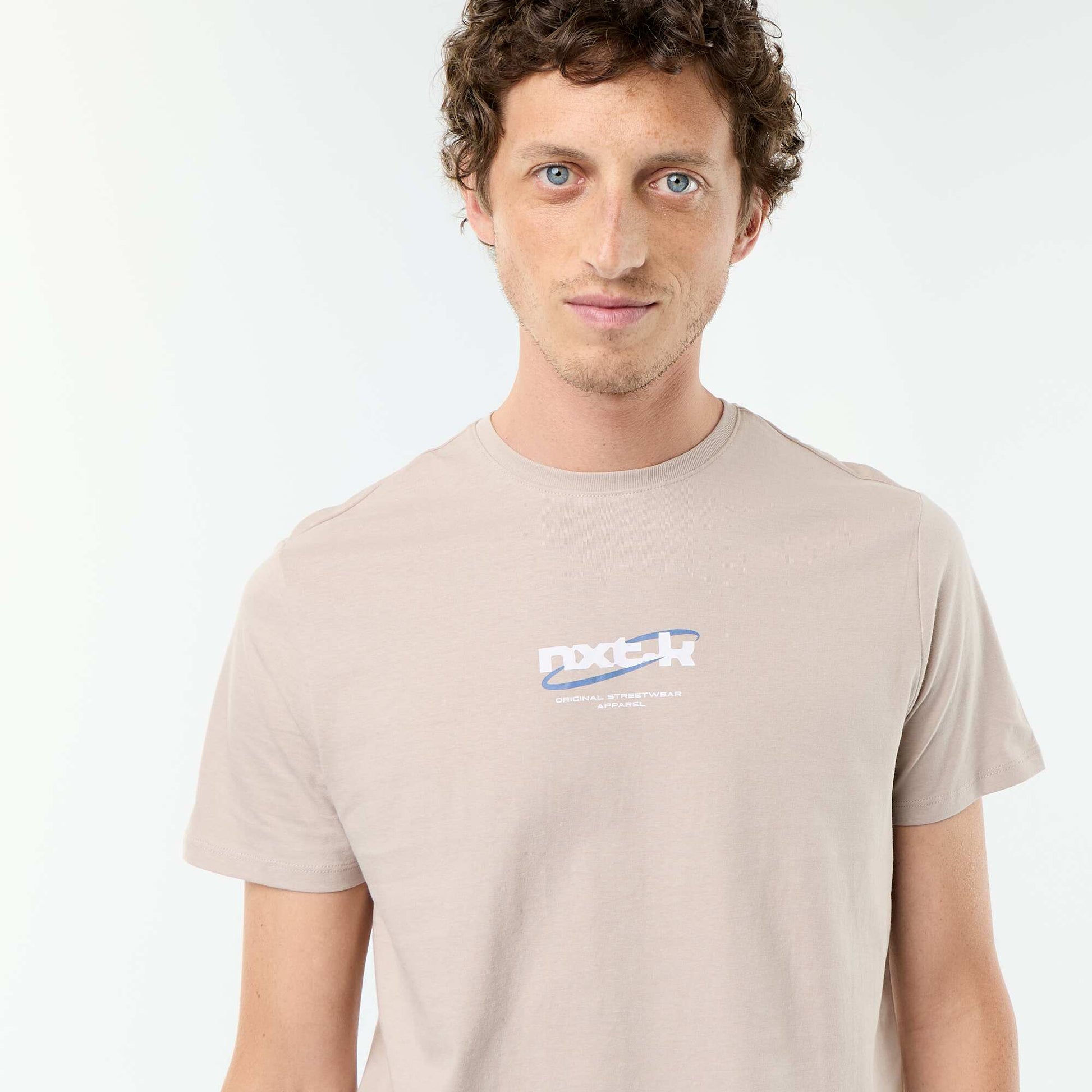 T-shirt imprimé fantaisie à manches courtes BEIGE