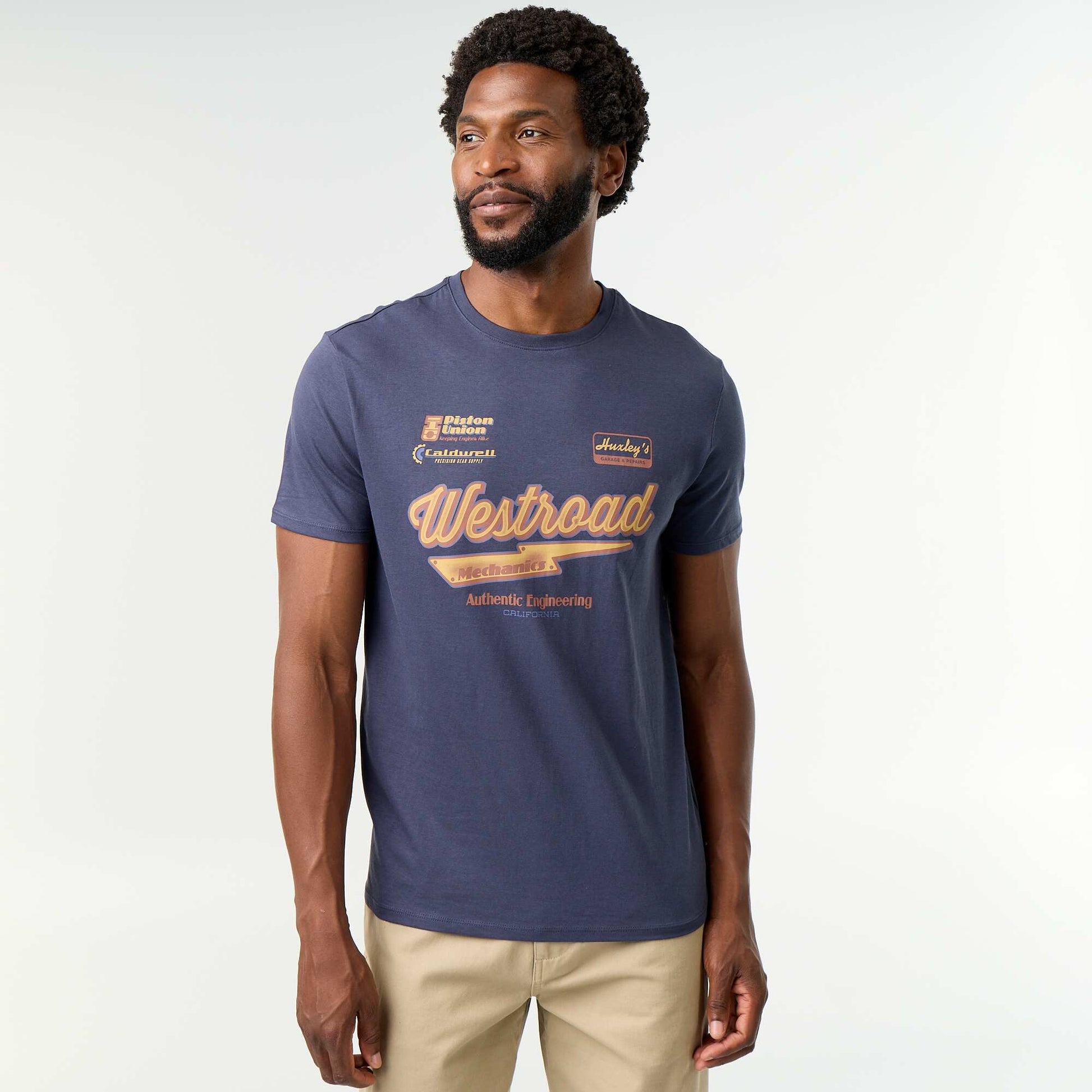 T-shirt imprimé fantaisie à manches courtes BLEU