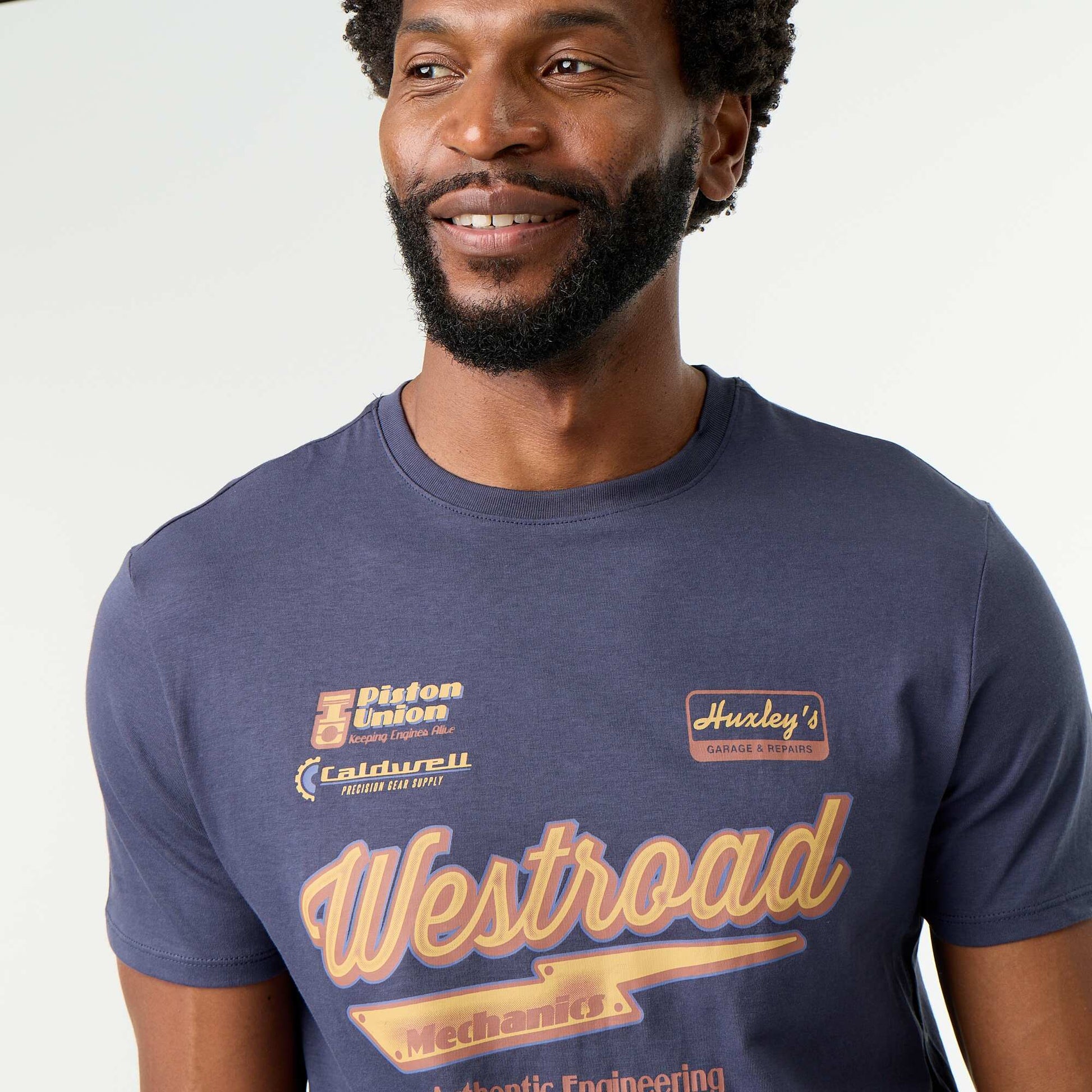 T-shirt imprimé fantaisie à manches courtes BLEU