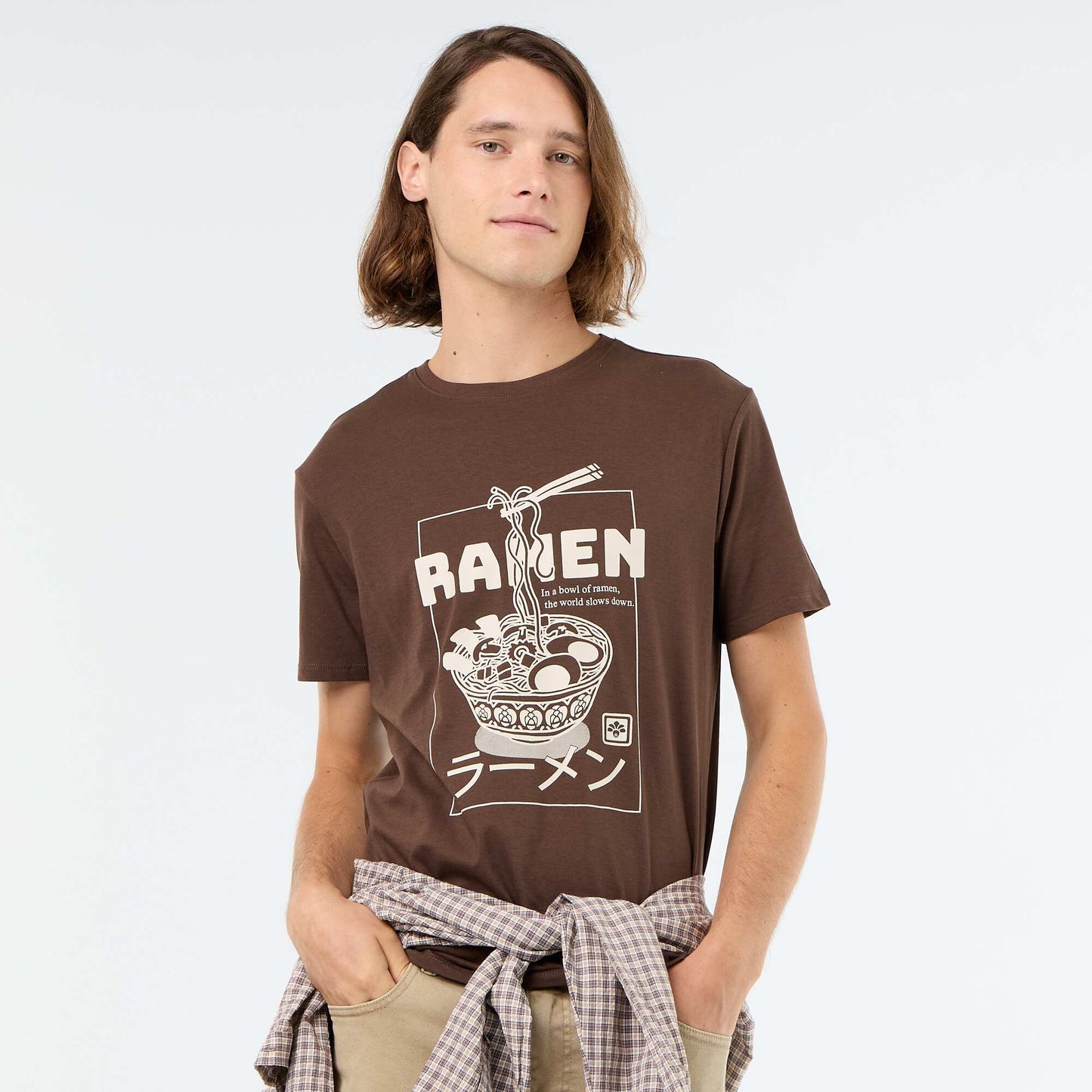 T-shirt imprimé fantaisie à manches courtes MARRON