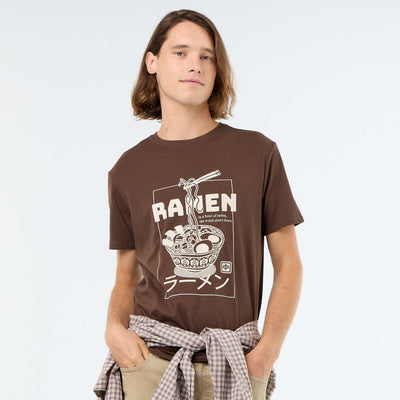 T-shirt imprimé fantaisie à manches courtes MARRON