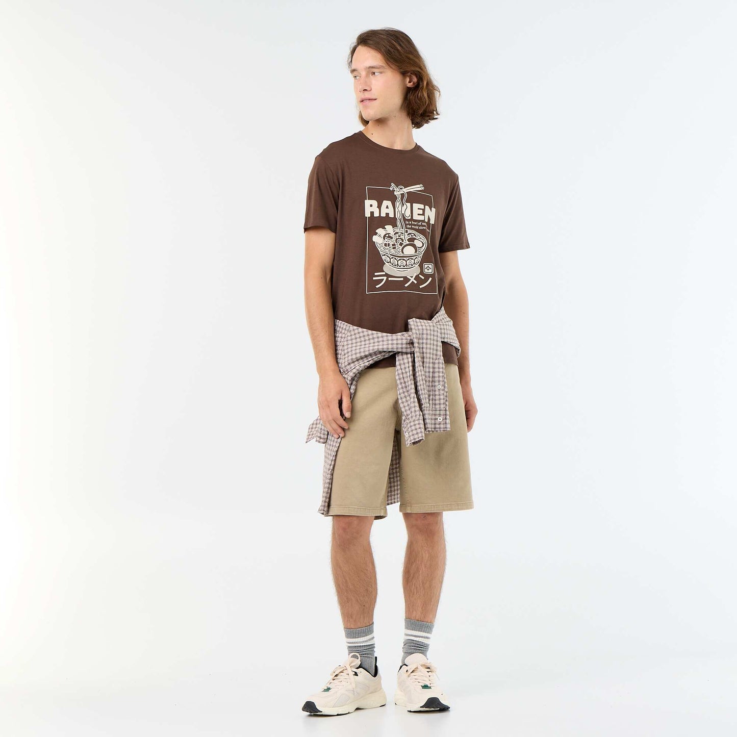 T-shirt imprimé fantaisie à manches courtes MARRON