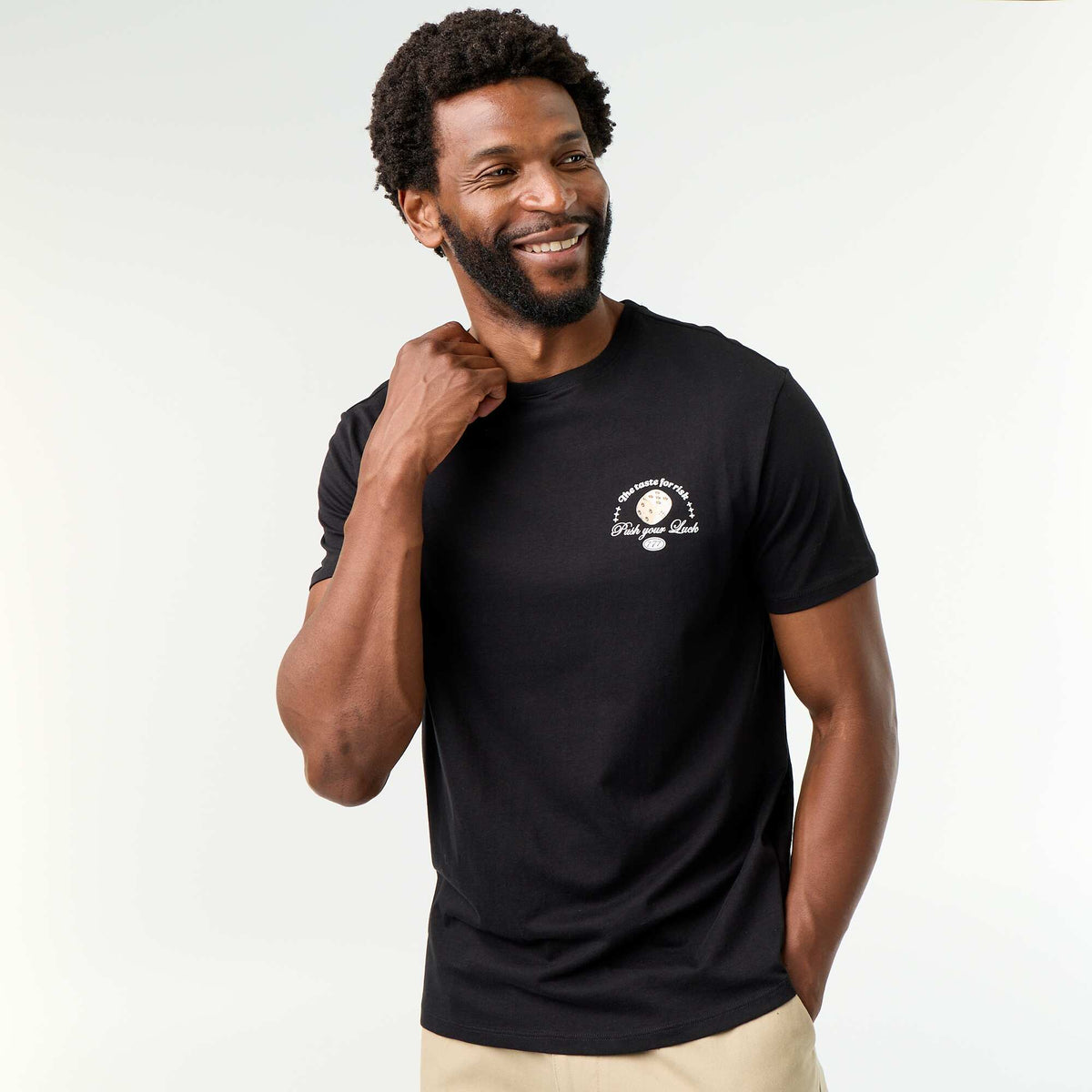 T-shirt imprimé fantaisie à manches courtes NOIR