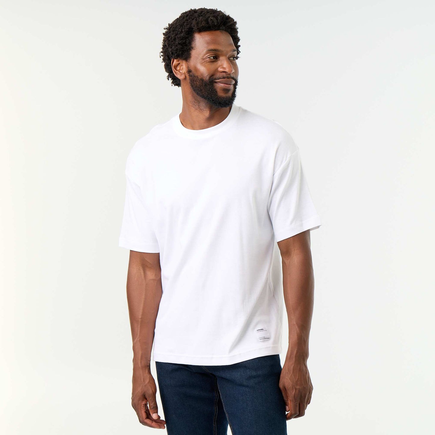 T-shirt homme en coton à col rond coupe confort BLANC