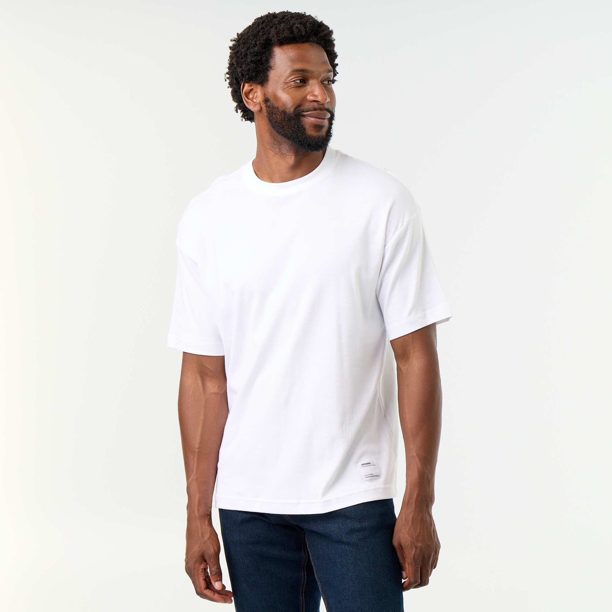 T-shirt homme en coton à col rond coupe confort BLANC