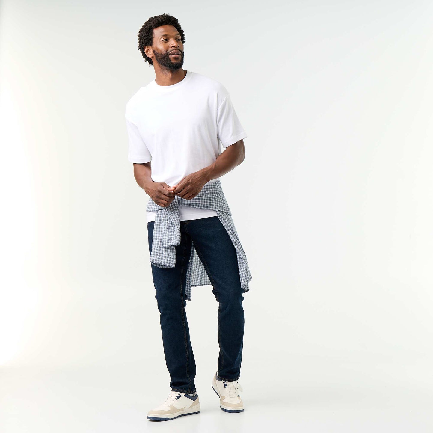 T-shirt homme en coton à col rond coupe confort BLANC